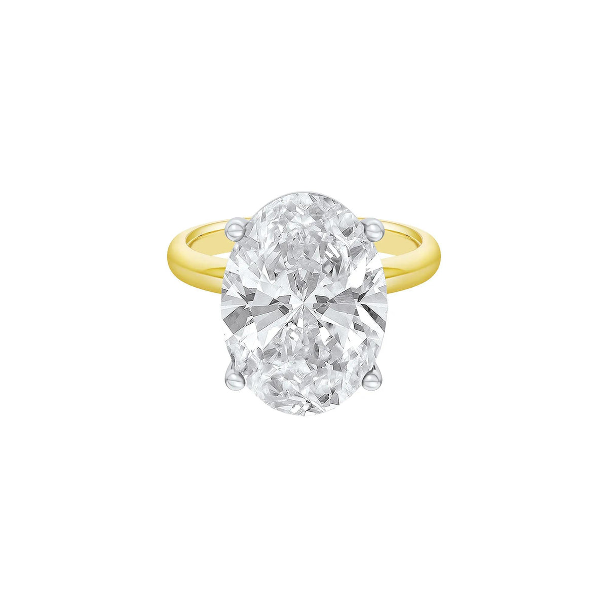 Lab Grown Diamond Oval Solitaire Ring 14K Yellow & White Gold (10 CT.) Size 9 2mm