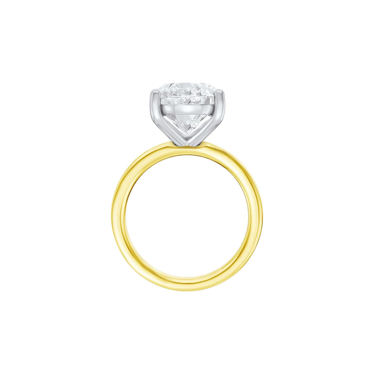 Lab Grown Diamond Oval Solitaire Ring 14K Yellow & White Gold (9 CT.) Size 10.5 2mm