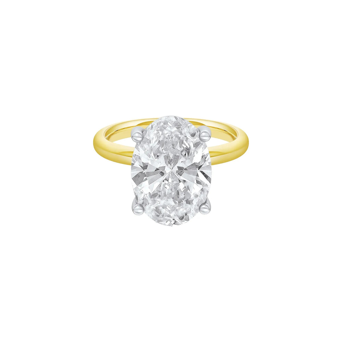 Lab Grown Diamond Oval Solitaire Ring 14K Yellow & White Gold (9 CT.) Size 10.5 2mm