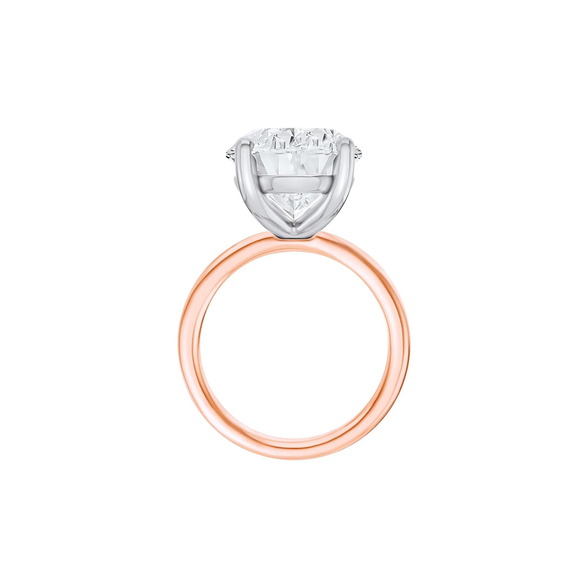 Lab Grown Diamond Oval Solitaire Ring 14K Rose & White Gold (10 CT.) Size 5 2mm