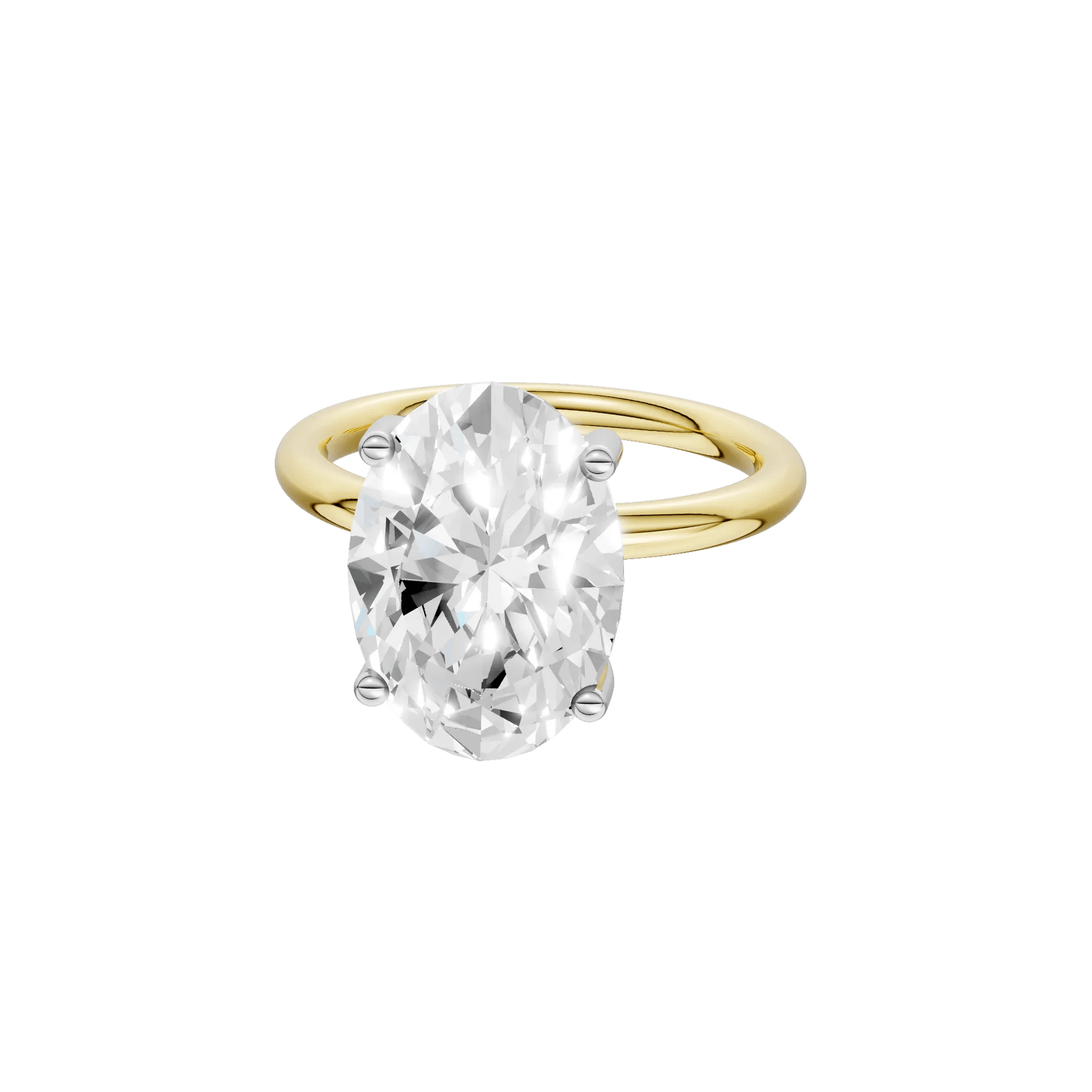 5 CT. Tw. Lab Grown Diamond Oval Solitaire Engagement Ring 14K Yellow & White Gold Size 12 2mm