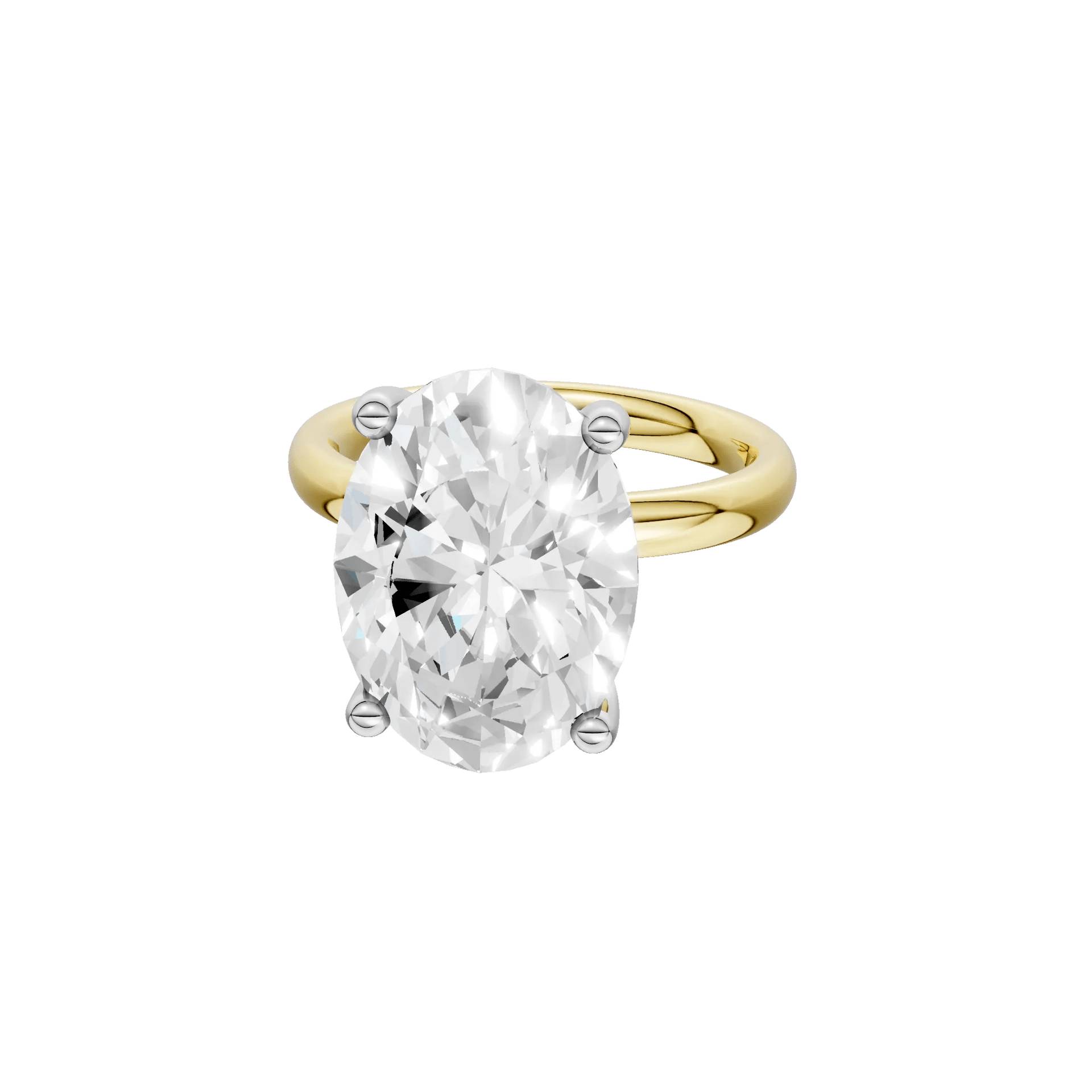 Lab Grown Diamond Oval Solitaire Ring 14K Yellow & White Gold (7 CT.) Size 10.5 2mm