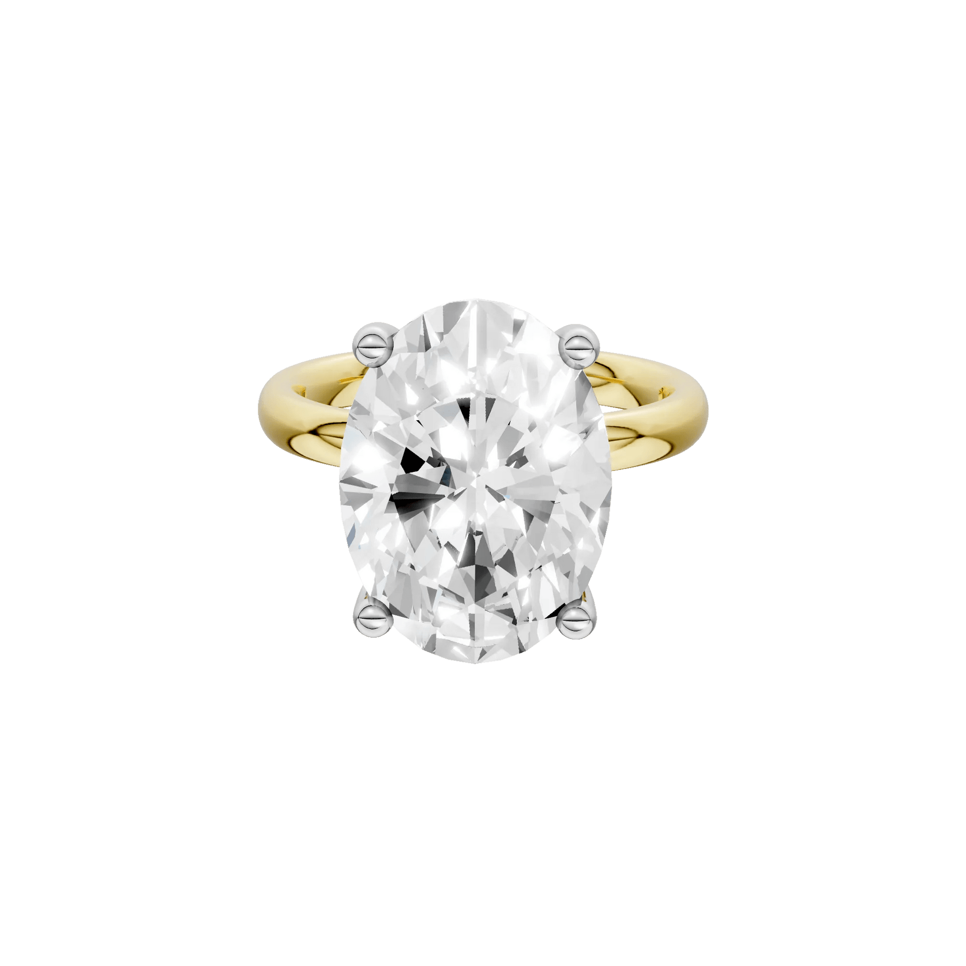 Lab Grown Diamond Oval Solitaire Ring 14K Yellow & White Gold (7 CT.) Size 10.5 2mm
