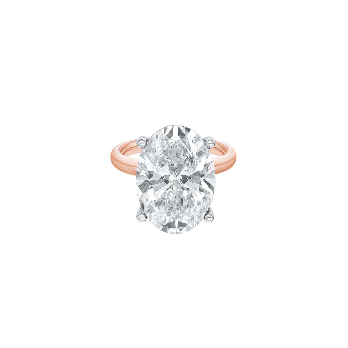 Lab Grown Diamond Oval Solitaire Ring 14K Rose & White Gold (7 CT.) Size 10 2mm