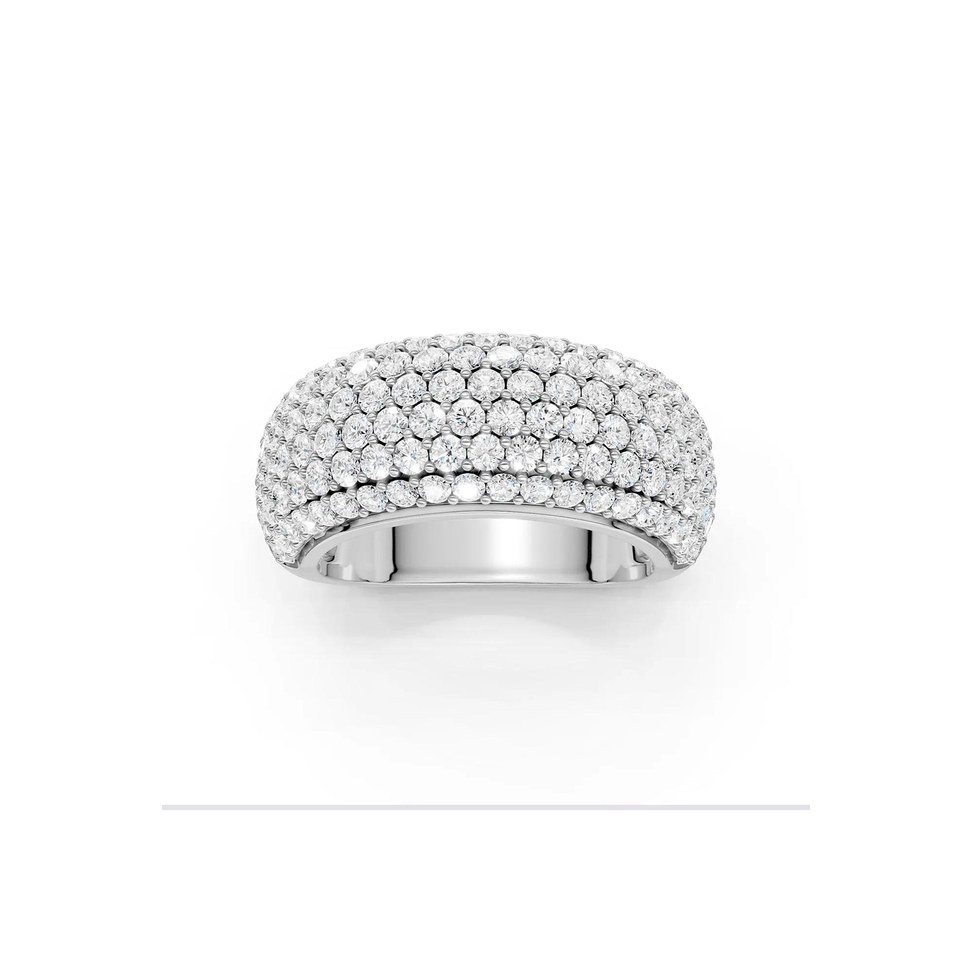 2 CT. Tw. Lab Grown Diamond Pavé Band Ring 14K White Gold Round Brilliant Cut Size 6.5 4.5mm