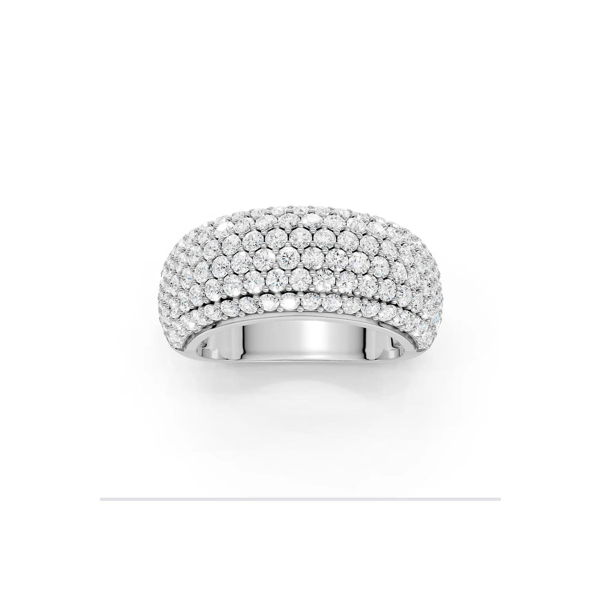 2 CT. Tw. Lab Grown Diamond Pavé Band Ring 14K White Gold Round Brilliant Cut Size 7.5 4.5mm