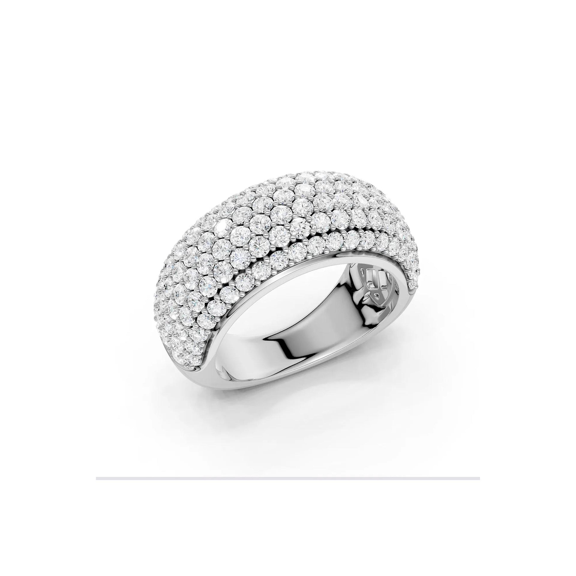 2 CT. Tw. Lab Grown Diamond Pavé Band Ring 14K White Gold Round Brilliant Cut Size 6.5 4.5mm