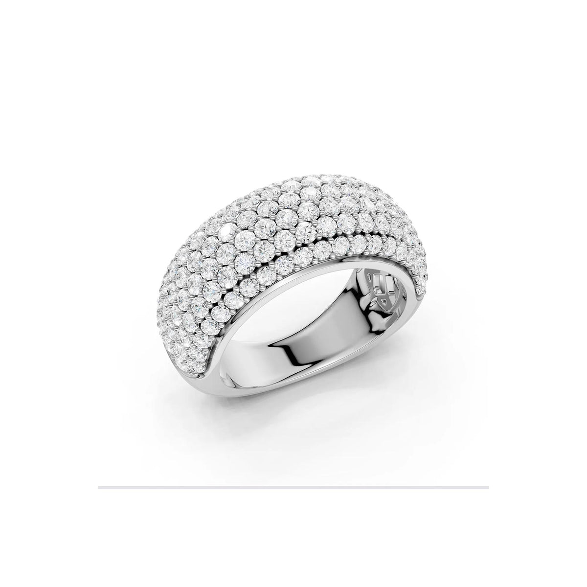 2 CT. Tw. Lab Grown Diamond Pavé Band Ring 14K White Gold Round Brilliant Cut Size 7.5 4.5mm