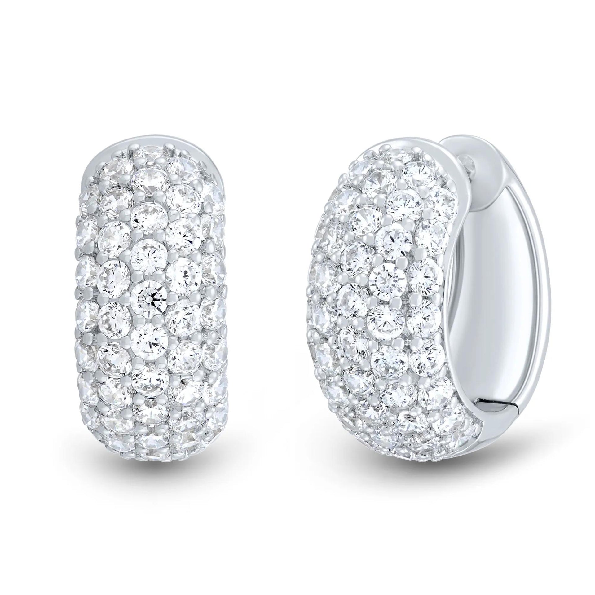 3 CT. Tw. Lab Grown Diamond Pavé Hoop Earrings 14K White Gold Size 19.00mm