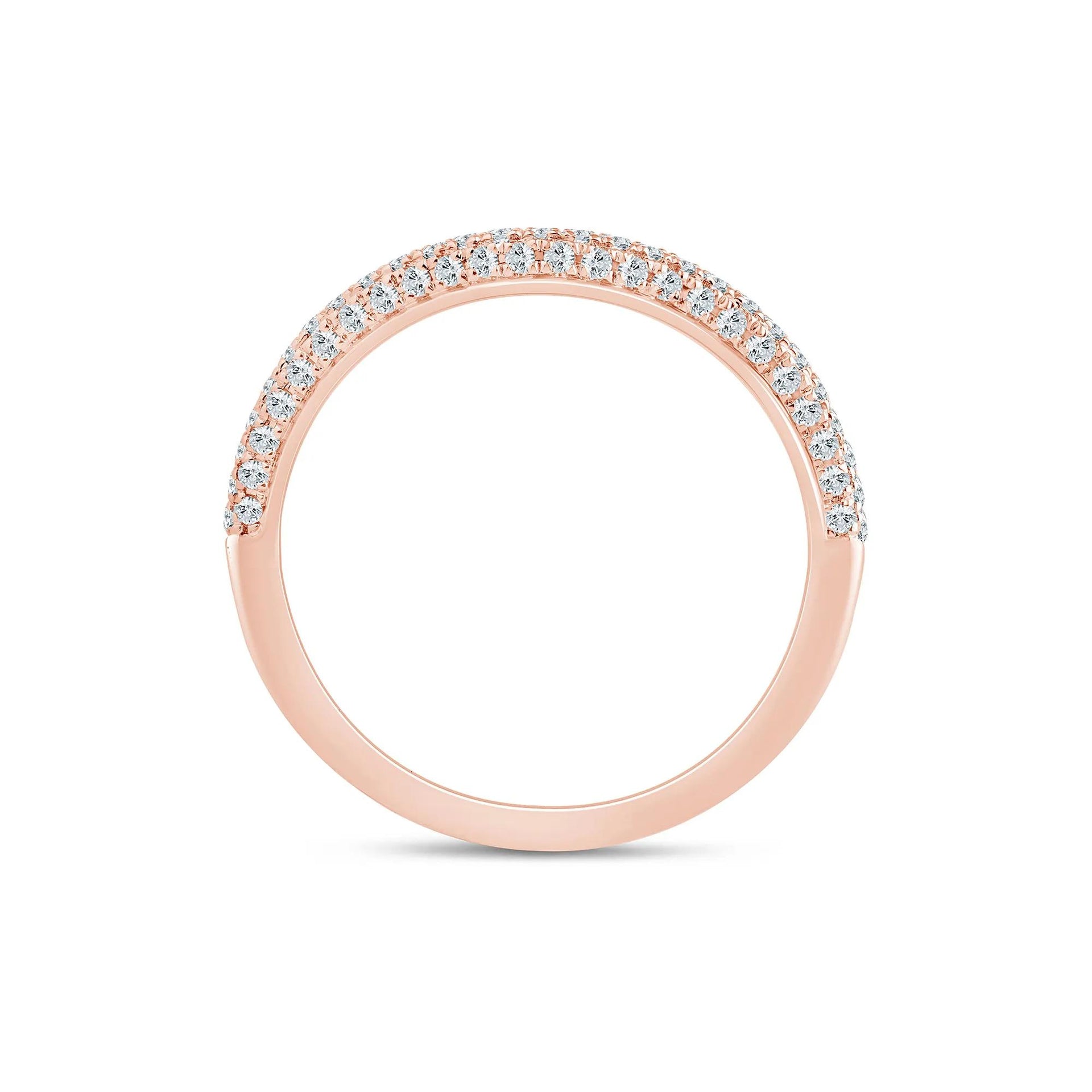 1/3 CT. Tw. Lab Grown Diamond Pave Contour Band Ring 14K Rose Gold Size 6 1.5mm