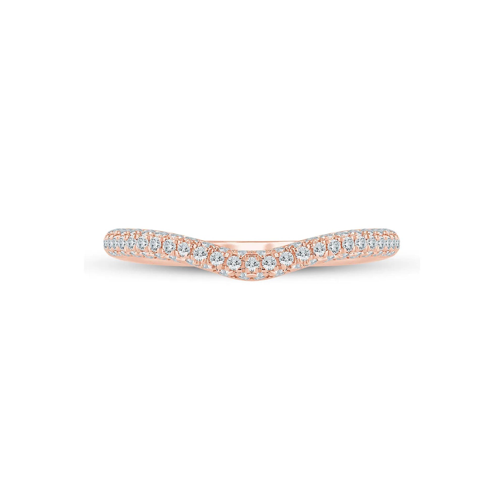 1/3 CT. Tw. Lab Grown Diamond Pave Contour Band Ring 14K Rose Gold Size 6 1.5mm