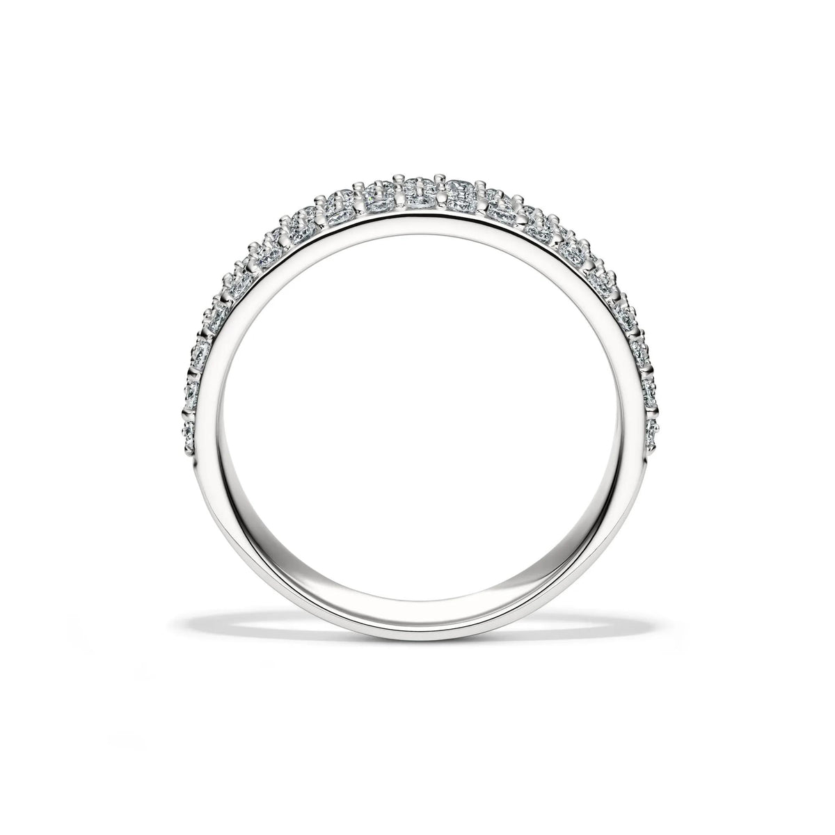 1 CT. Tw. Lab Grown Diamond Pave Multi Row Band Ring 14K White Gold Round Brilliant Cut Size 5 6mm