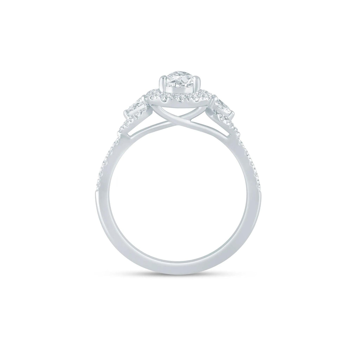 1 CT. Tw. Lab Grown Diamond Pear Engagement Ring 14K White Gold Size 6 1.5mm