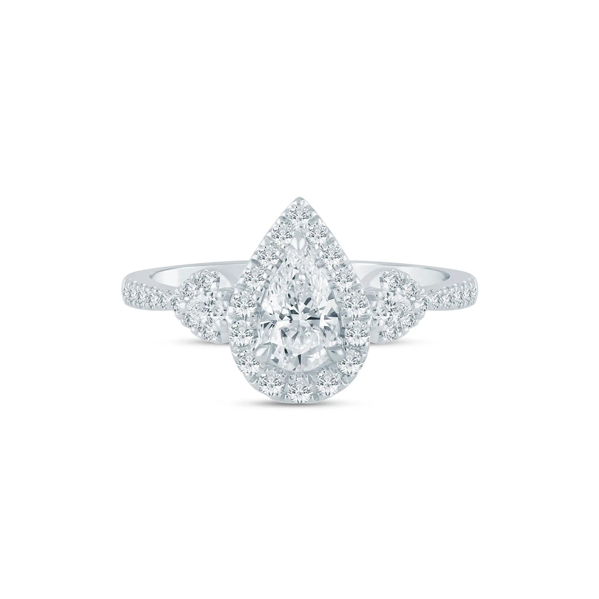 1 CT. Tw. Lab Grown Diamond Pear Engagement Ring 14K White Gold Size 6 1.5mm