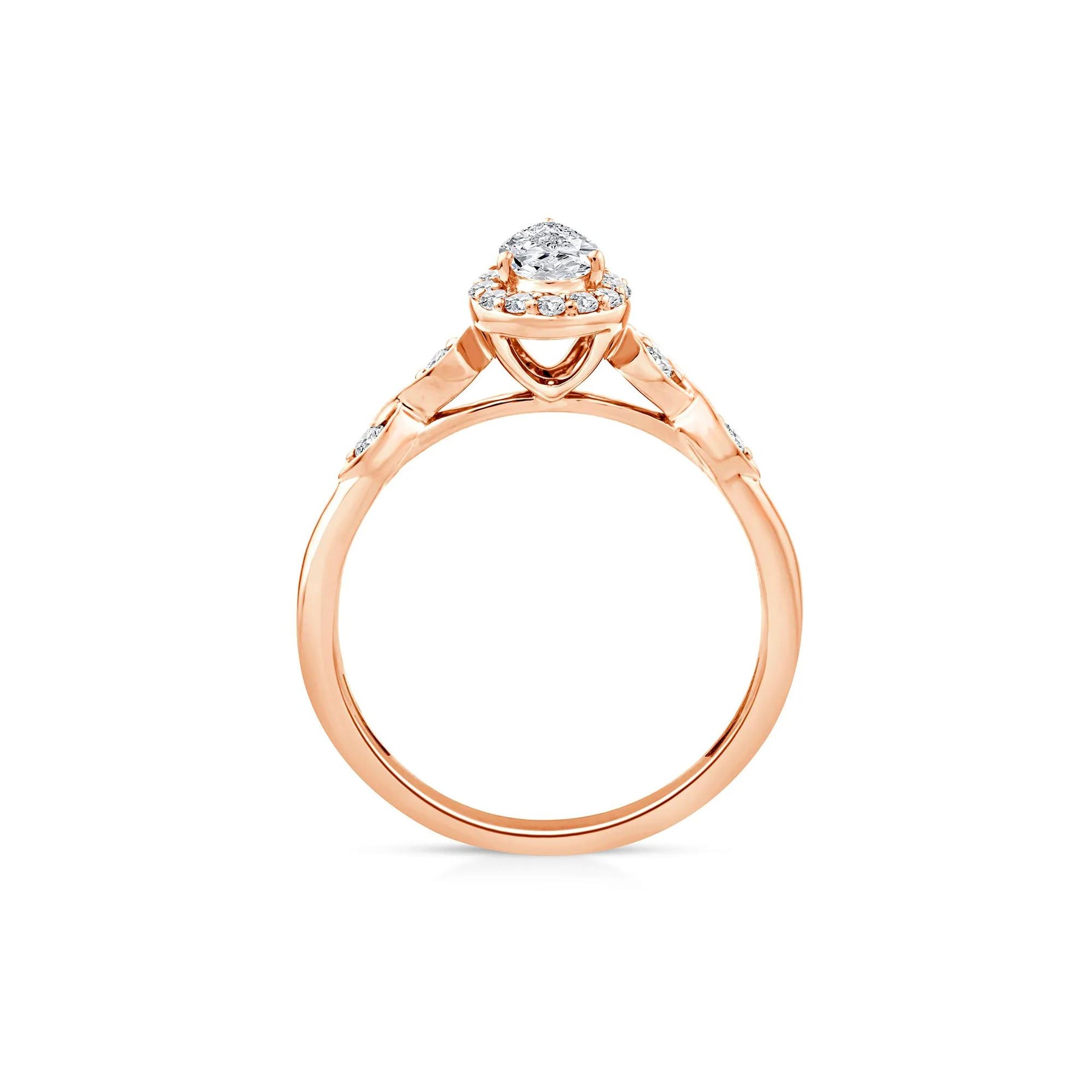 1/2 CT. Tw. Lab Grown Diamond Pear Promise Ring 10K Rose Gold Size 9.5 1mm