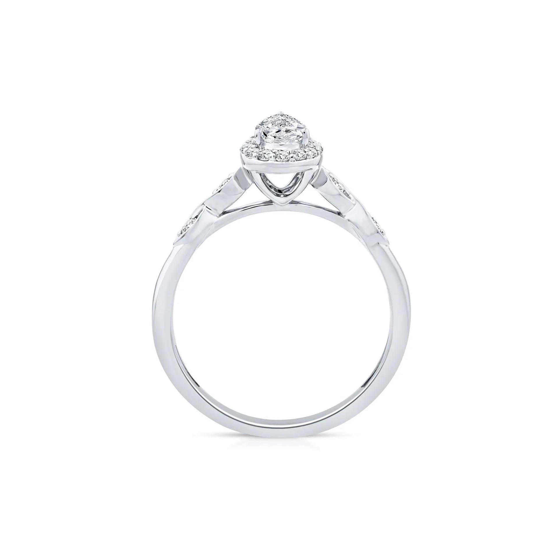 1/2 CT. Tw. Lab Grown Diamond Pear Promise Ring 10K White Gold Size 7 1mm