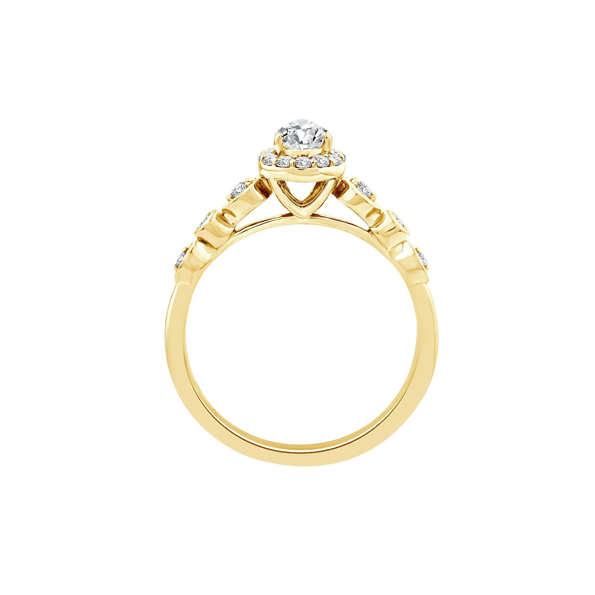 1/2 CT. Tw. Lab Grown Diamond Pear Promise Ring 10K Yellow Gold Size 10 1mm