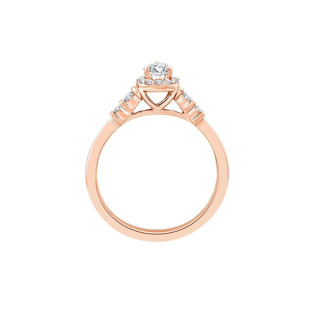 1/2 CT. Tw. Lab Grown Diamond Pear Promise Ring 10K Rose Gold Size 7 1mm