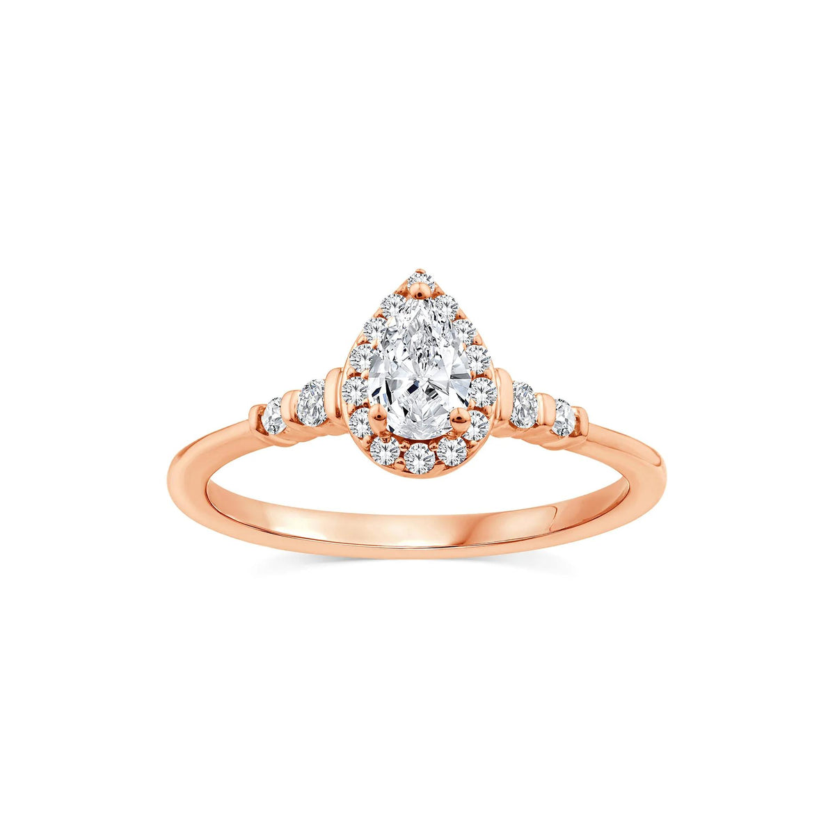 1/2 CT. Tw. Lab Grown Diamond Pear Promise Ring 10K Rose Gold Size 7 1mm