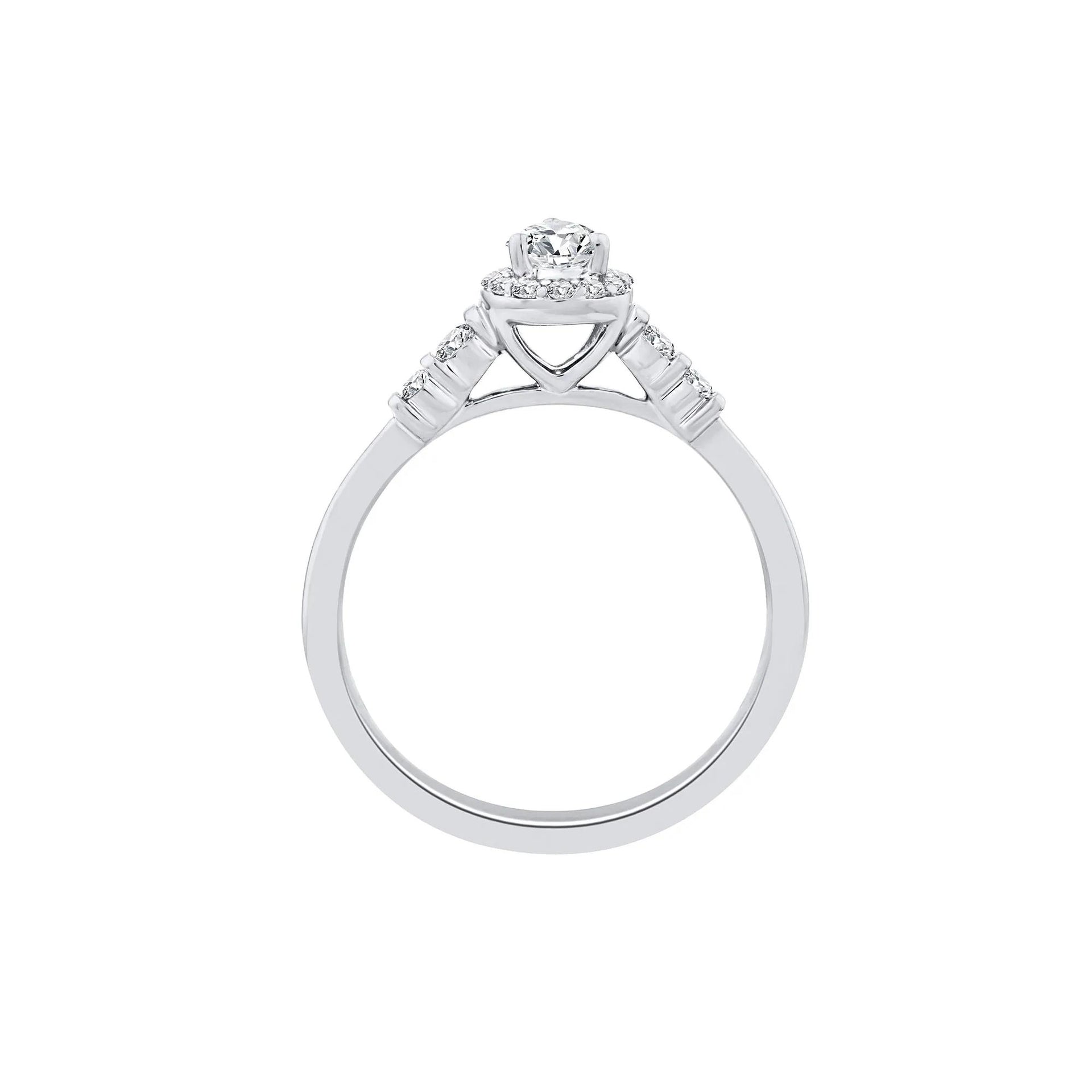 1/2 CT. Tw. Lab Grown Diamond Pear Promise Ring 10K White Gold Size 6.5 1mm