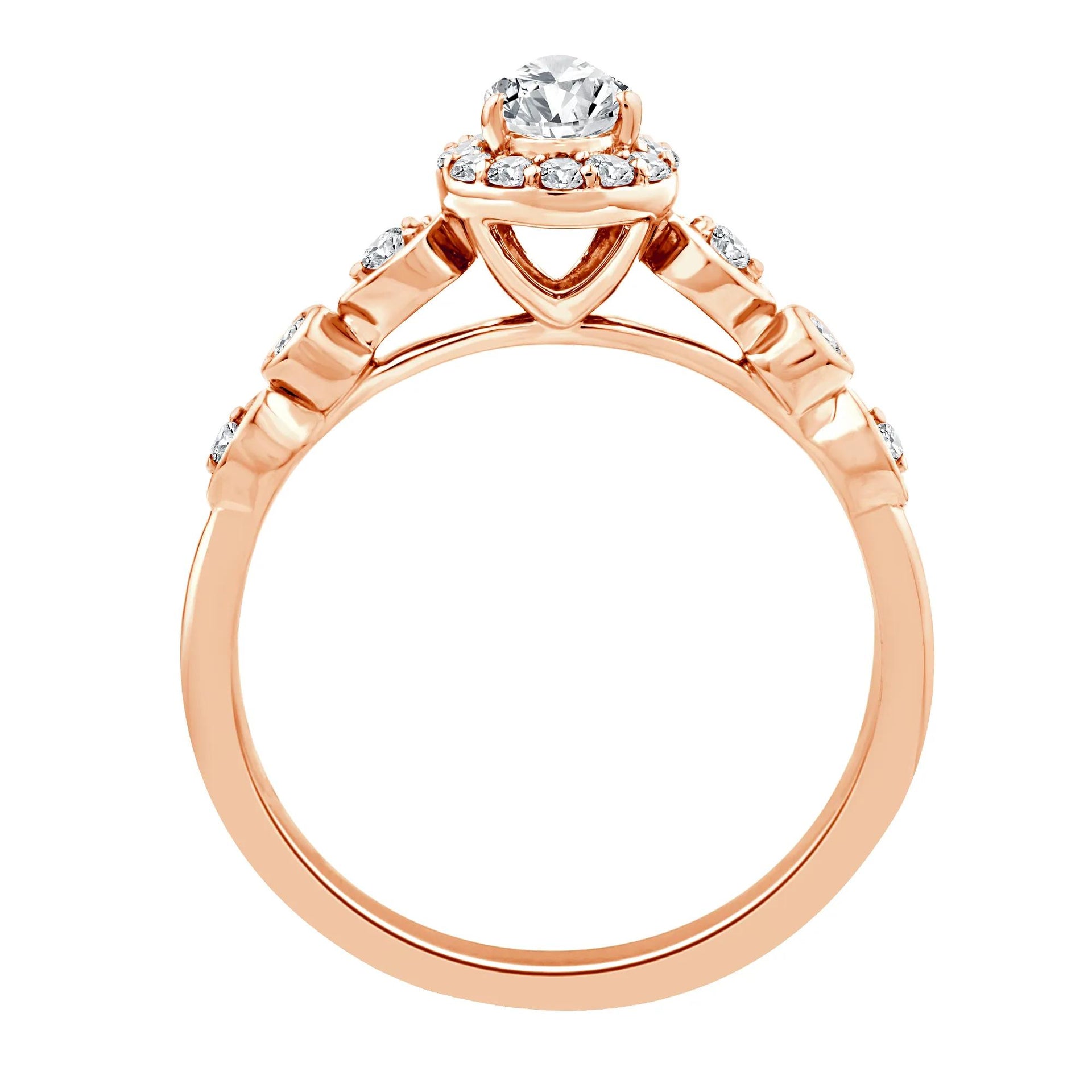 1/2 CT. Tw. Lab Grown Diamond Pear Promise Ring 10K Rose Gold Size 7 1mm