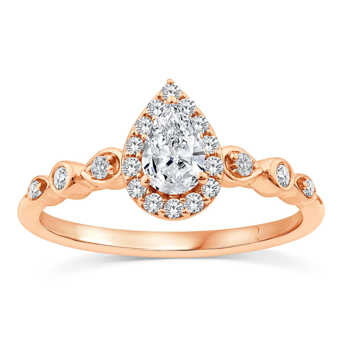 1/2 CT. Tw. Lab Grown Diamond Pear Promise Ring 10K Rose Gold Size 5.5 1mm