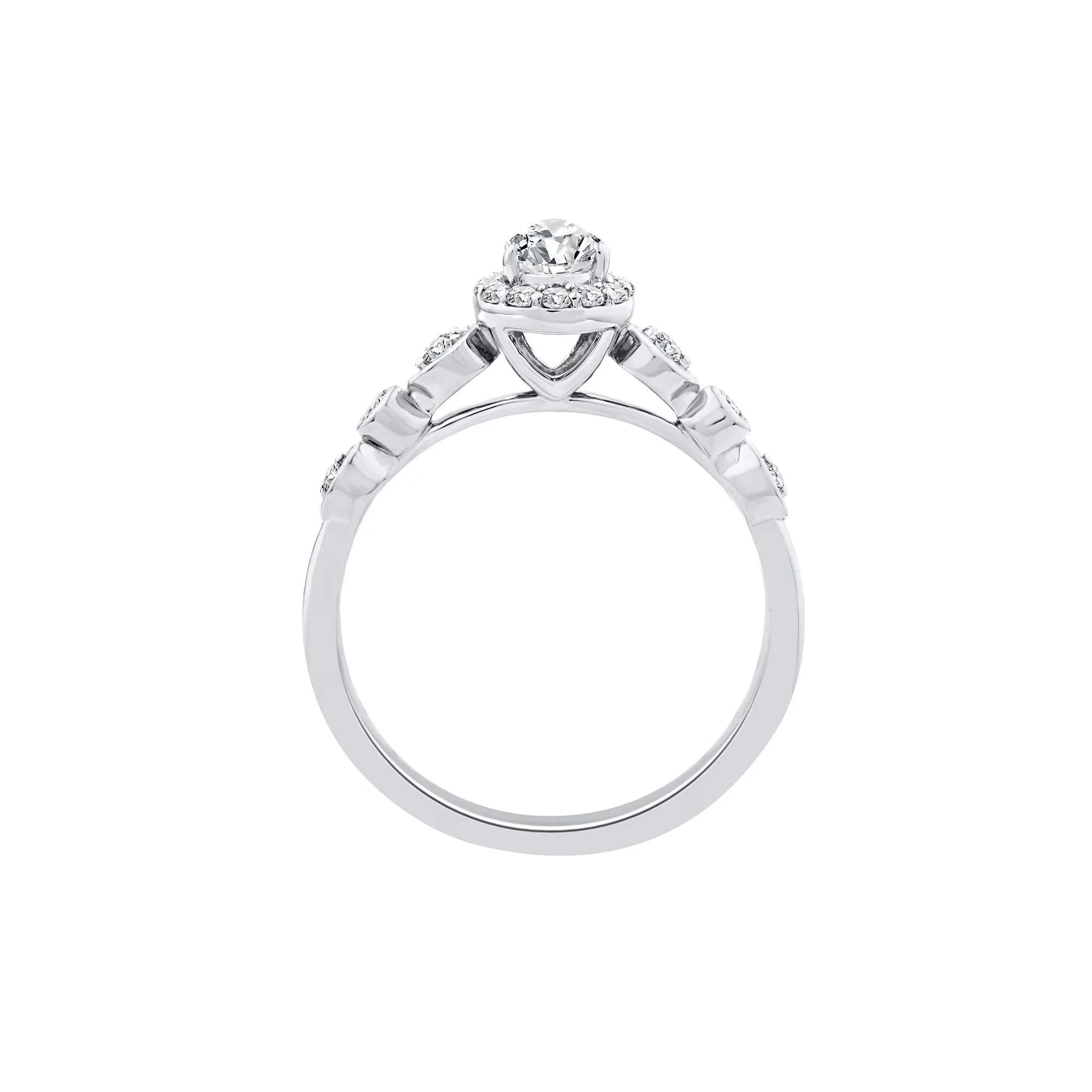 1/2 CT. Tw. Lab Grown Diamond Pear Promise Ring 10K White Gold Size 9.5 1mm