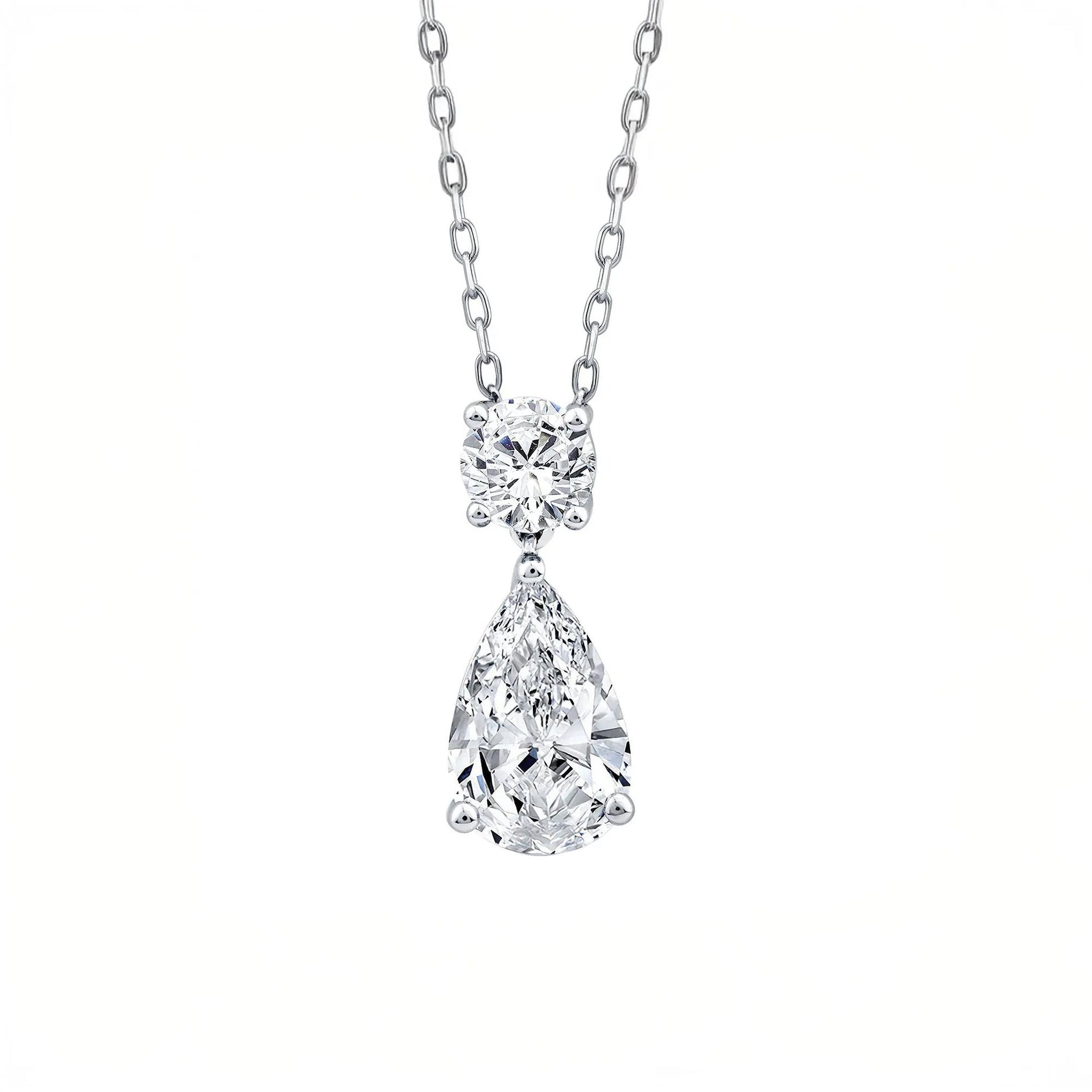 1/2 CT. Tw. Lab Grown Diamond Pear-Shaped and Round Necklace 10K White Gold Size 18"