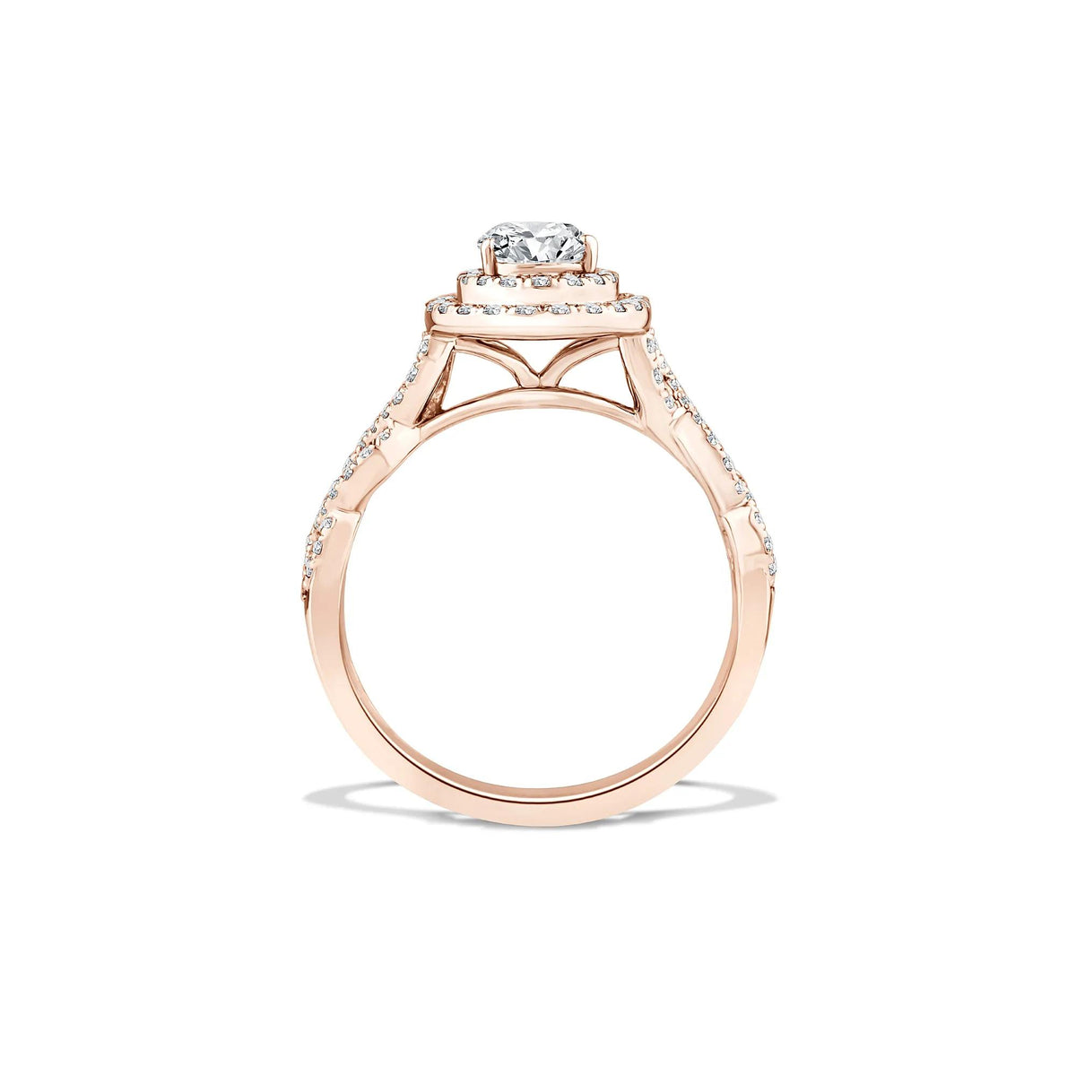 1/5 CT. Tw. Lab Grown Diamond Pear-Shaped Center Halo Engagement Ring 10K Rose Gold Size 6.5
