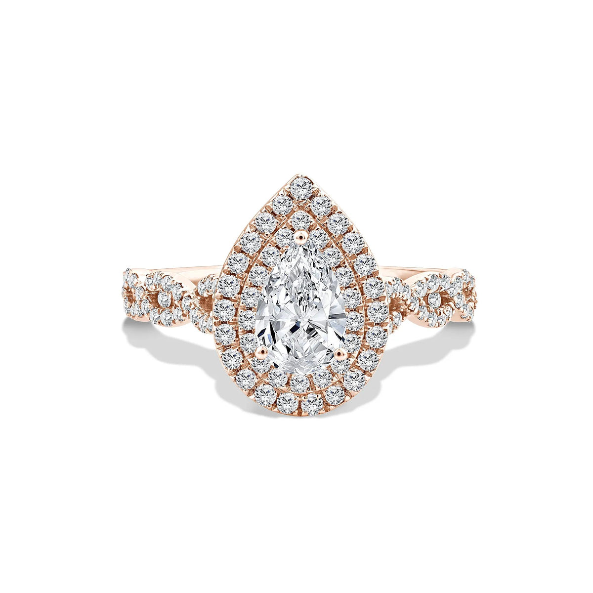 1/5 CT. Tw. Lab Grown Diamond Pear-Shaped Center Halo Engagement Ring 10K Rose Gold Size 6.5