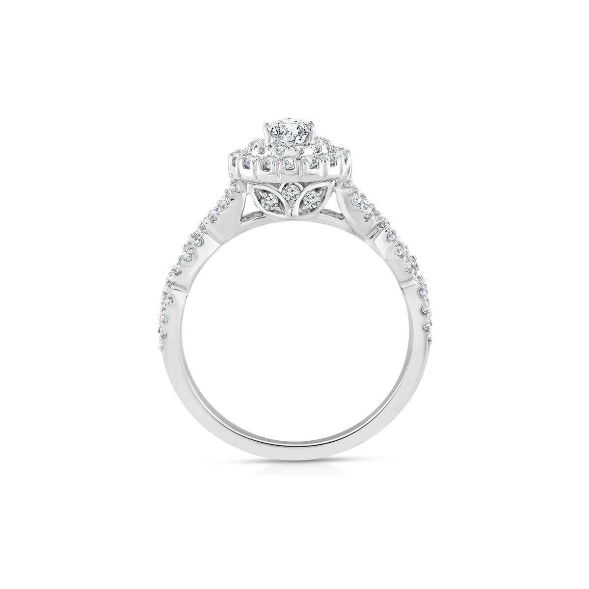 1 CT. Tw. Lab Grown Diamond Pear-Shaped Engagement Ring 10K White Gold Round Brilliant Cut Size 9 1mm