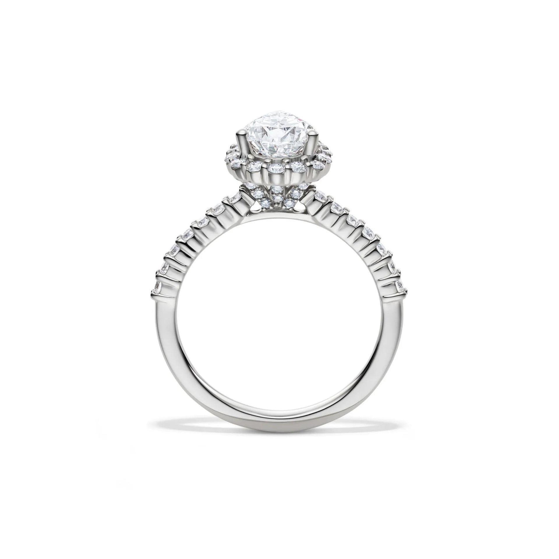 1 3/4 CT. Tw. Lab Grown Diamond Pear-Shaped Halo Engagement Ring 14K White Gold Round Brilliant Cut Size 7.5 1mm