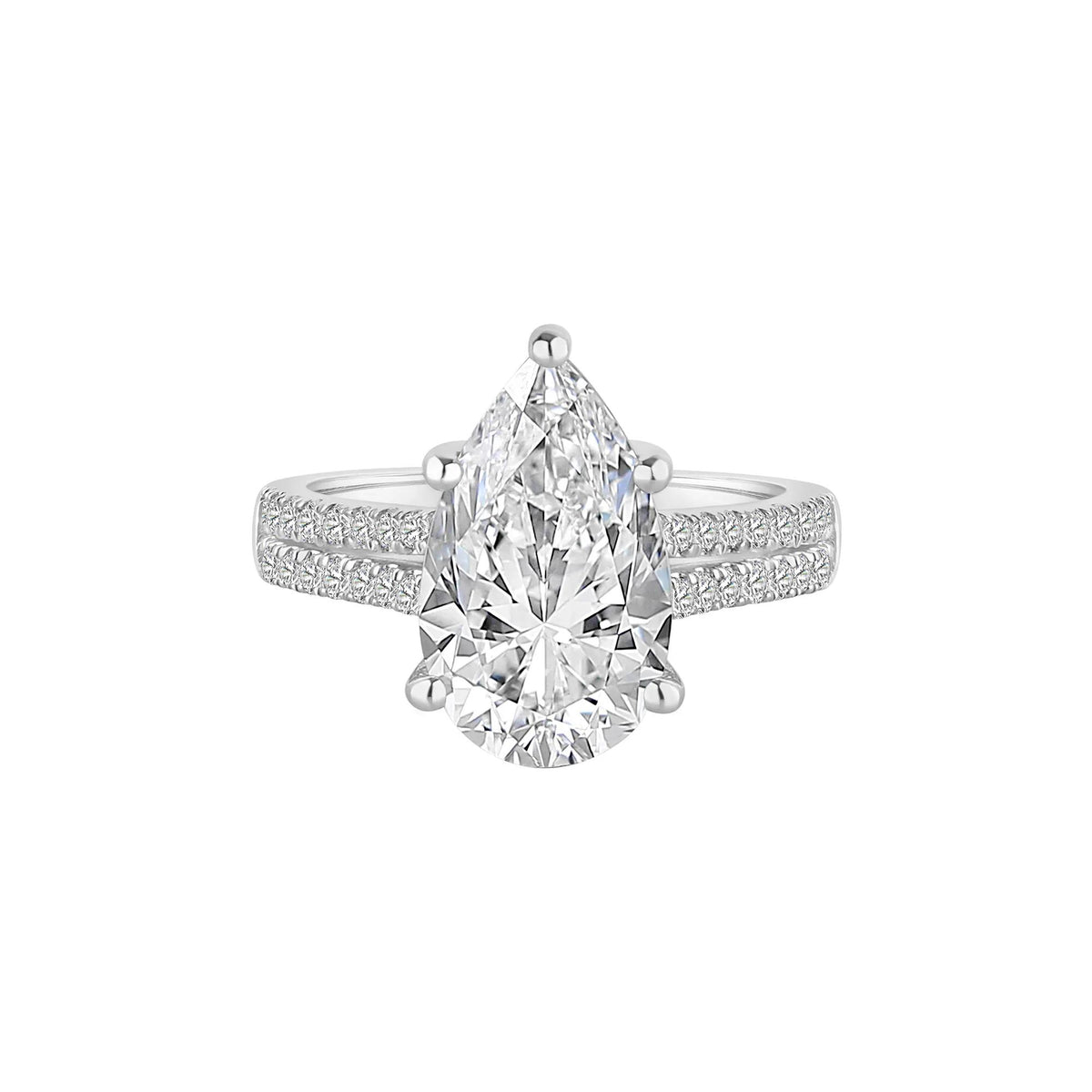 3 1/2 CT. Tw. Lab Grown Diamond Pear-Shaped Engagement Ring 14K White Gold Size 9