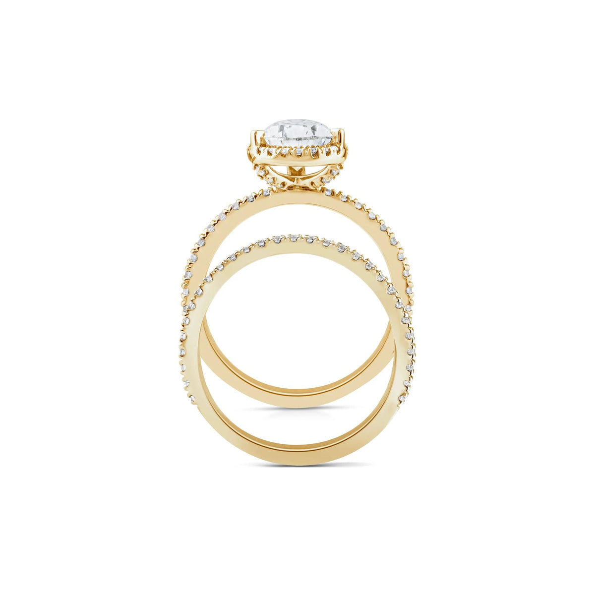 2 3/4 CT. Tw. Lab Grown Diamond Pear-Shaped Halo Bridal Set 14K Yellow Gold Ring Size 5.5 1mm