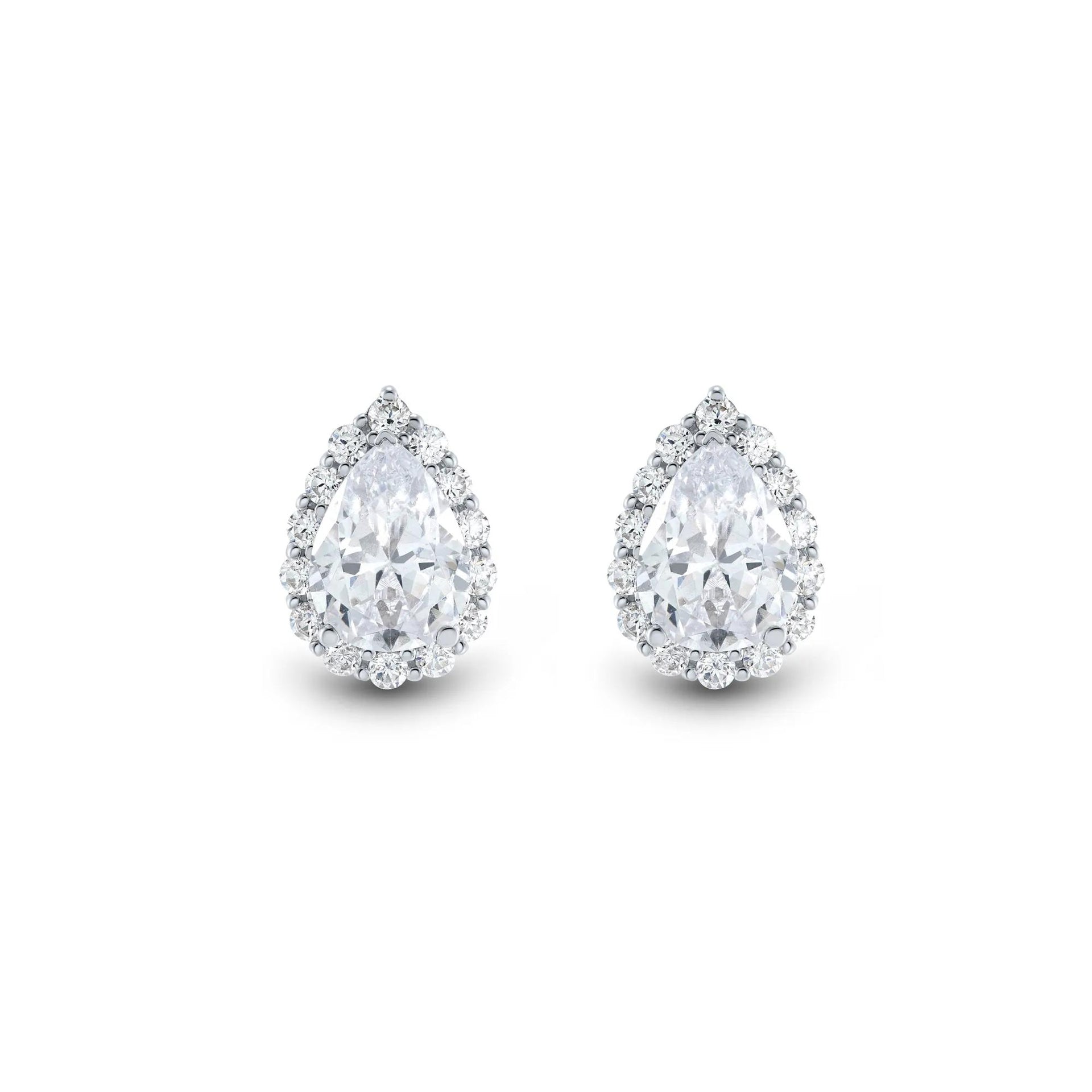 2 CT. Tw. Lab Grown Diamond Pear-Shaped Halo Earrings 10K White Gold Size 8.00mm