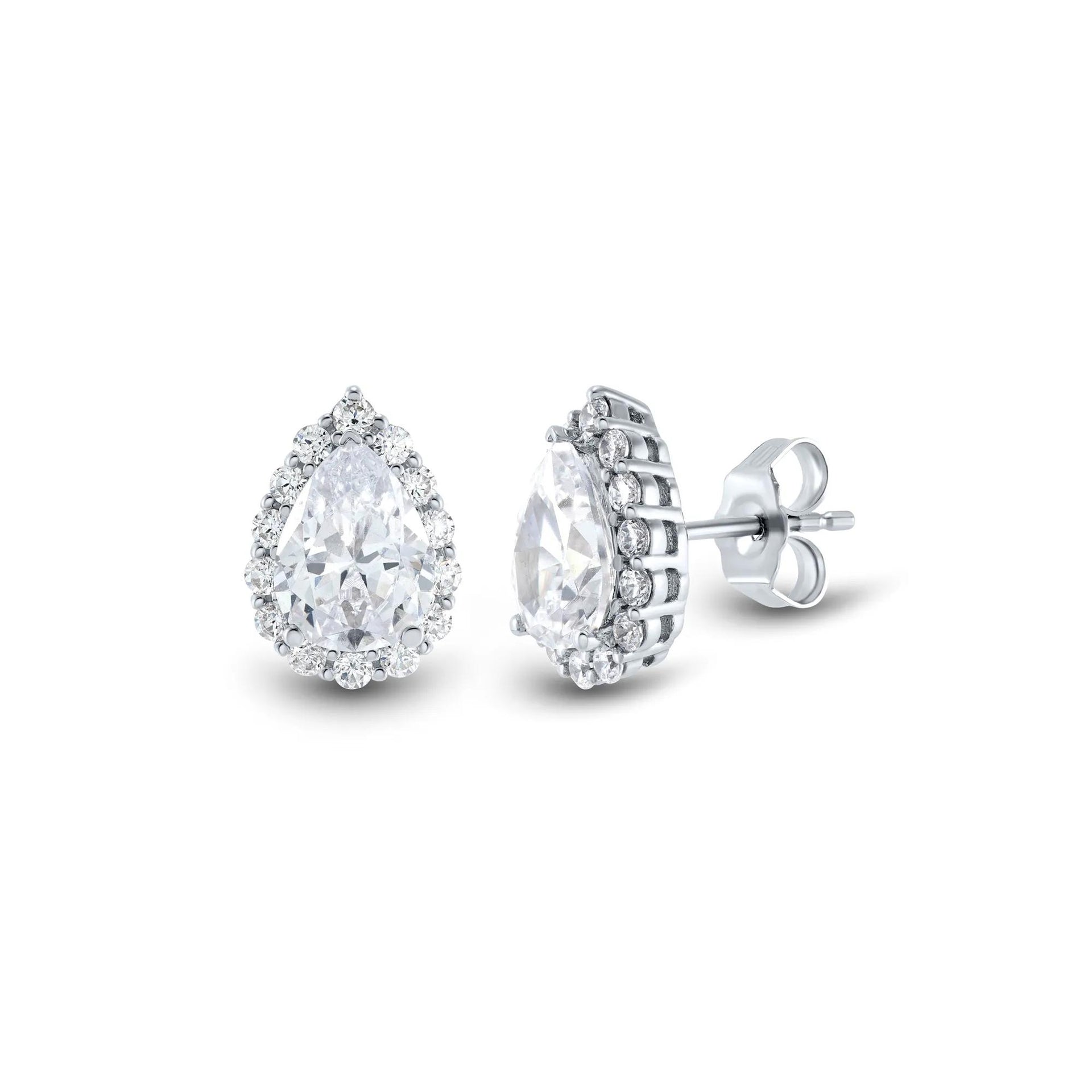 2 CT. Tw. Lab Grown Diamond Pear-Shaped Halo Earrings 10K White Gold Size 8.00mm