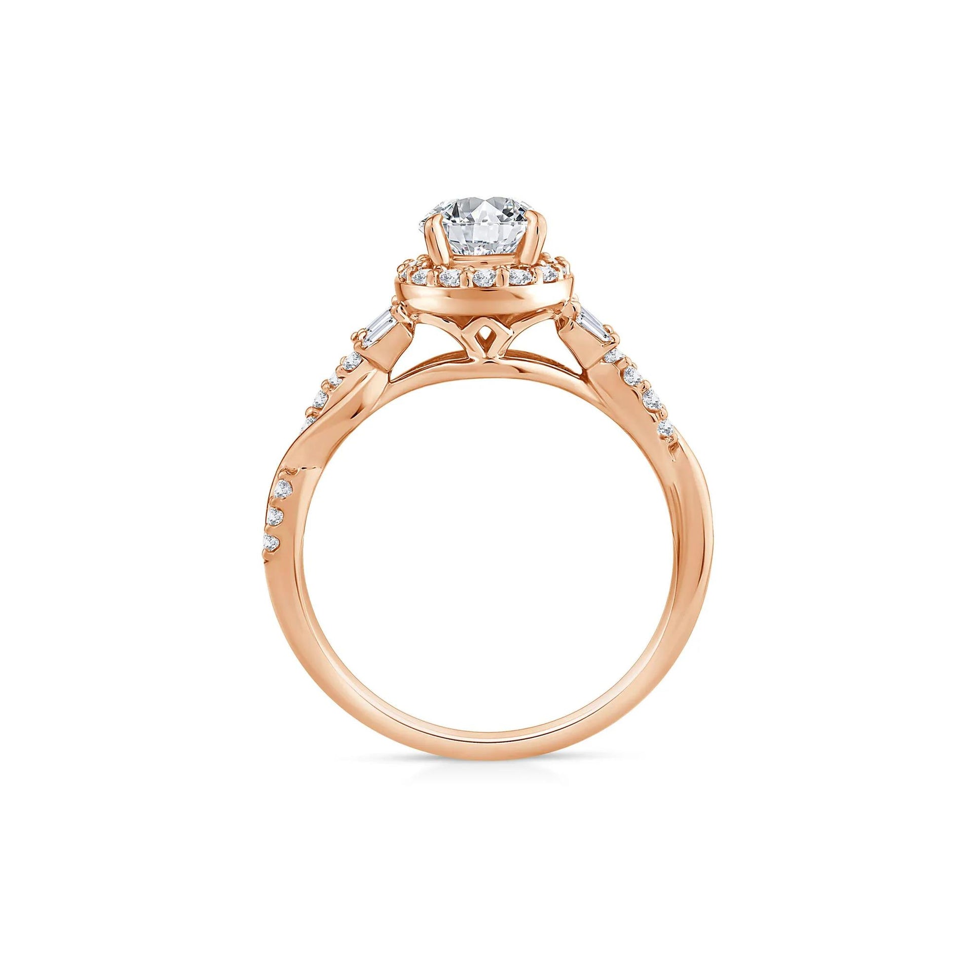 1 CT. Tw. Lab Grown Diamond Pear-Shaped Halo Engagement Ring 10K Rose Gold Round Brilliant Cut Size 8