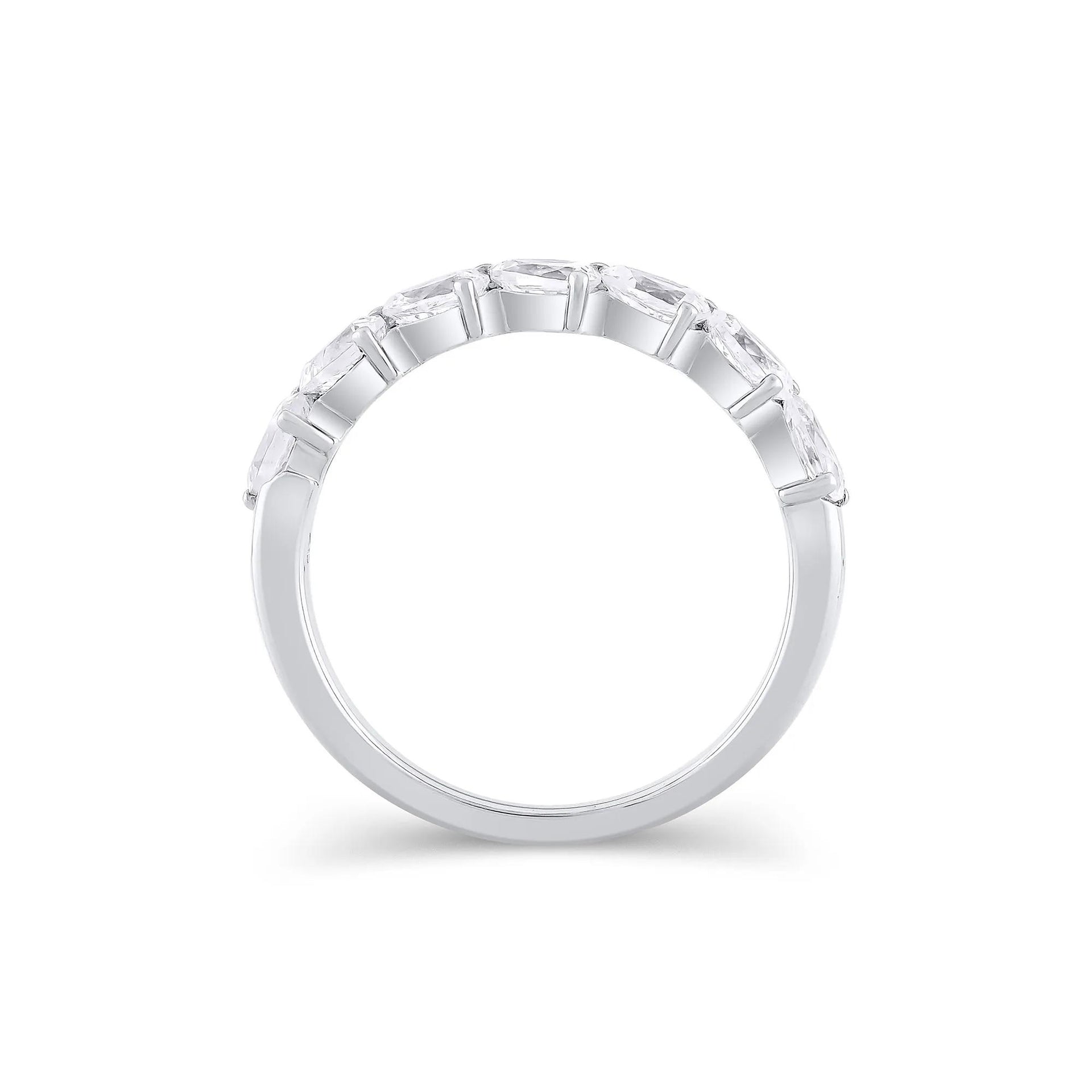 1 CT. Tw. Lab Grown Diamond Pear-Shaped Slant Anniversary Band Ring 10K White Gold Size 5.5 3mm