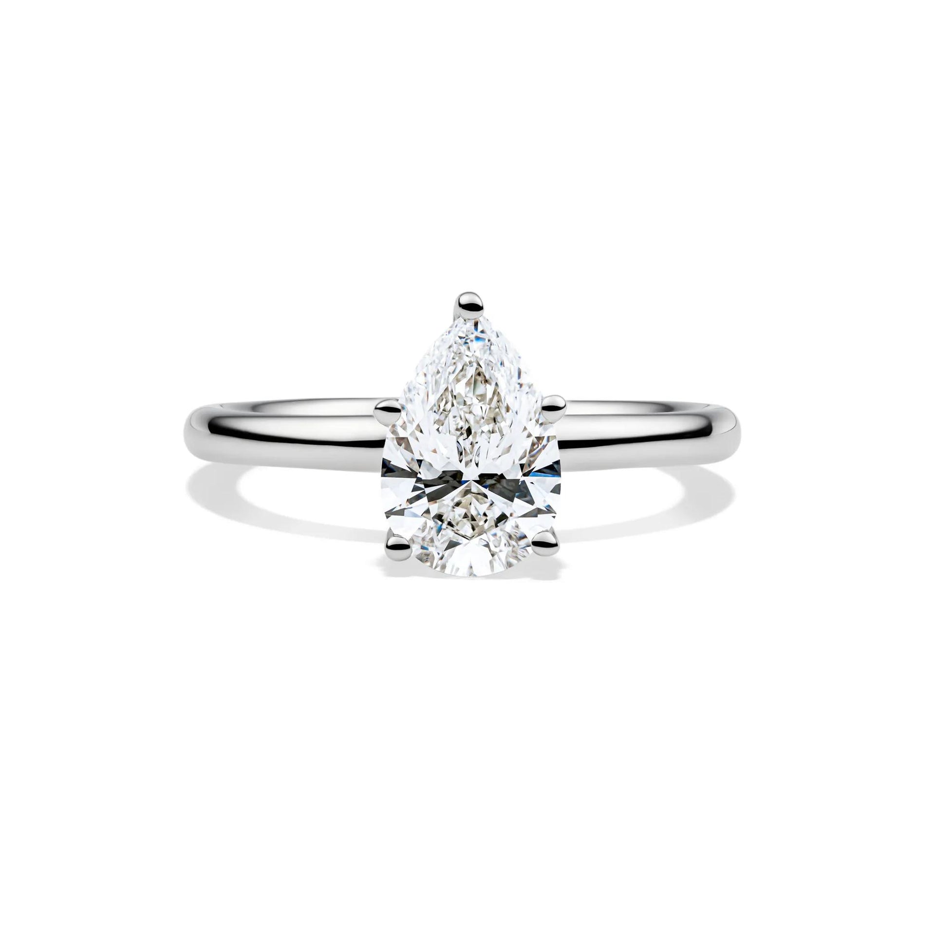 Lab Grown Diamond Pear-Shaped Solitaire Engagement Ring 14K White Gold (1/2 CT.) Size 4 2mm