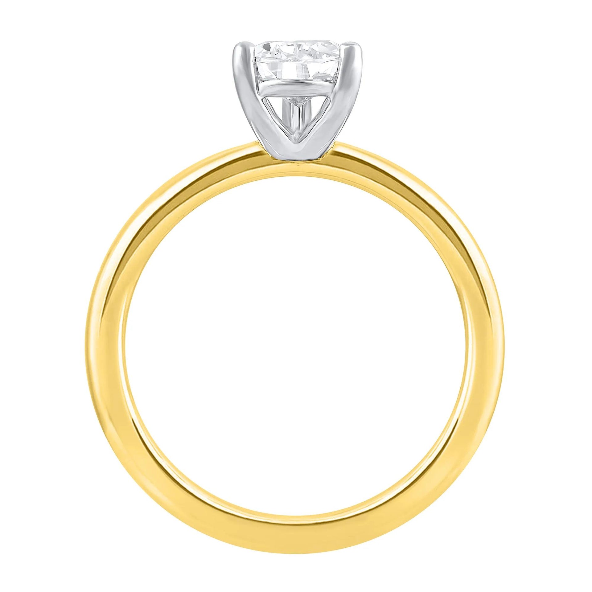 Lab Grown Diamond Pear-Shaped Solitaire Engagement Ring 14K Yellow Gold (1 CT.) Size 8.5 2mm