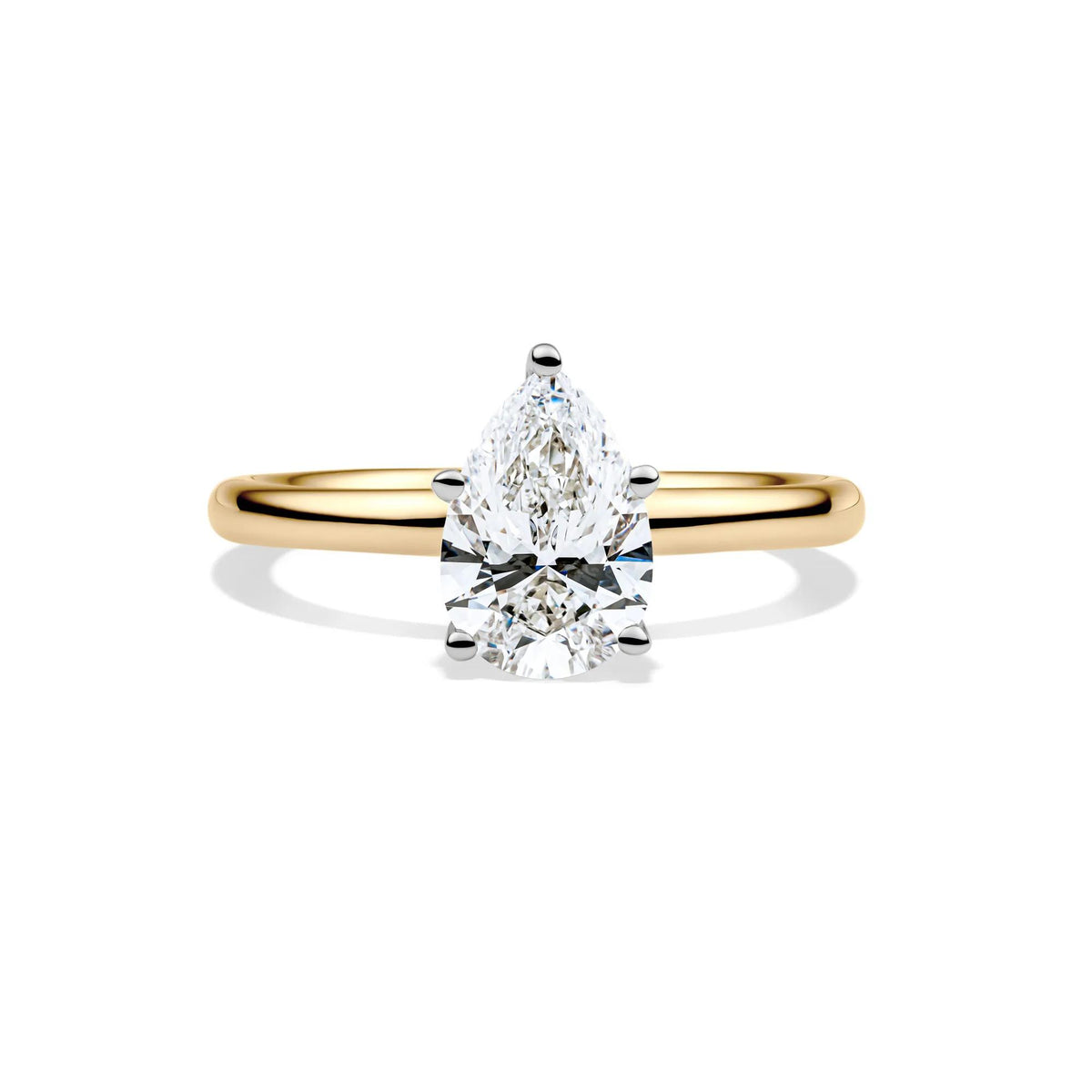 Lab Grown Diamond Pear-Shaped Solitaire Engagement Ring 14K Yellow Gold (1/2 CT.) Size 7.5 2mm