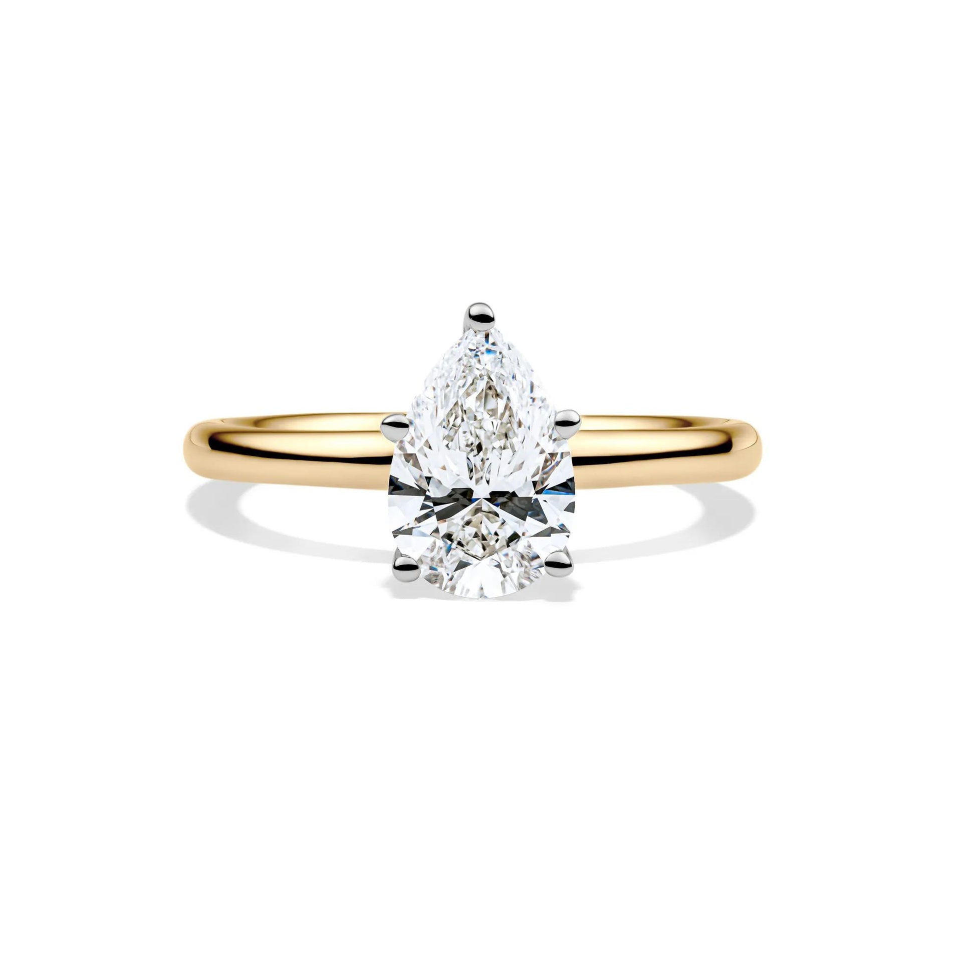 Lab Grown Diamond Pear-Shaped Solitaire Engagement Ring 14K Yellow Gold (1/2 CT.) Size 10 2mm