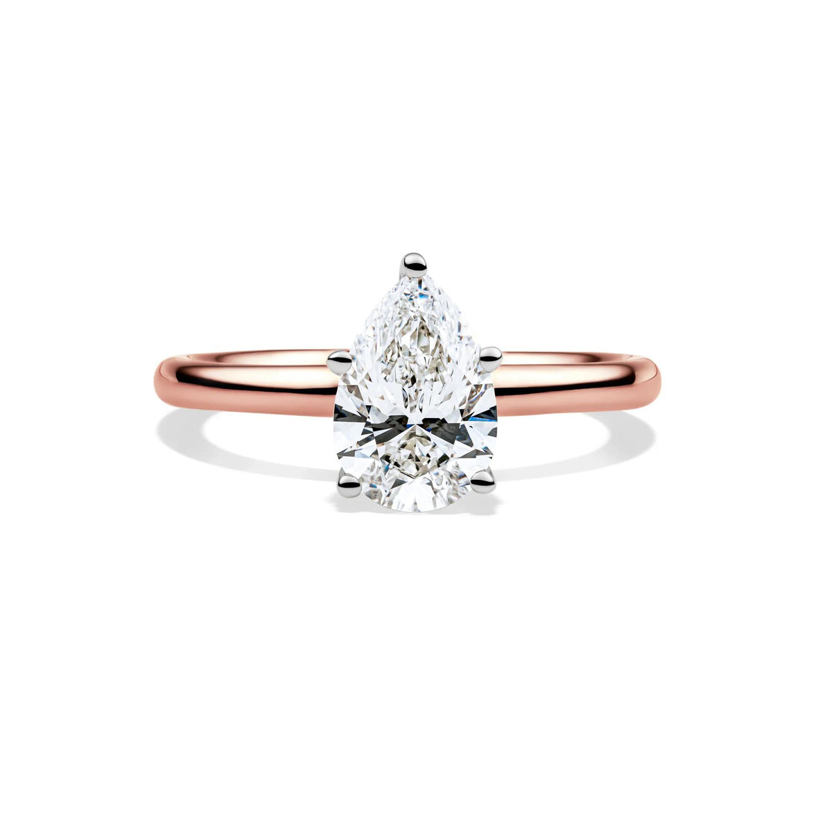 Lab Grown Diamond Pear-Shaped Solitaire Engagement Ring 14K Rose Gold (1/2 CT.) Size 6 2mm