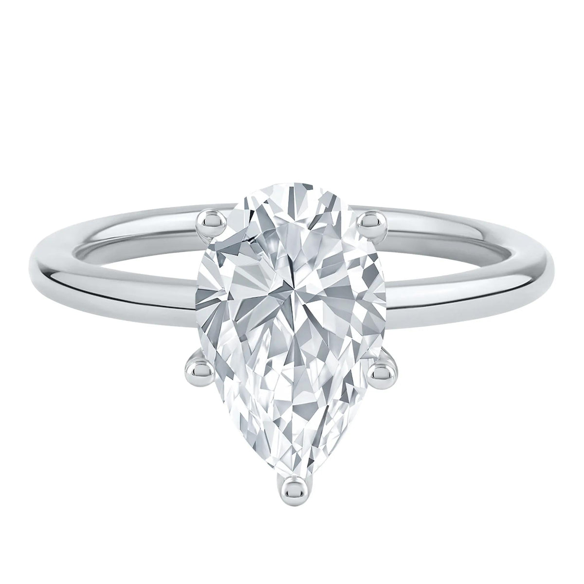 Lab Grown Diamond Pear-Shaped Solitaire Engagement Ring 14K White Gold (2 CT.) Size 5.5 2mm