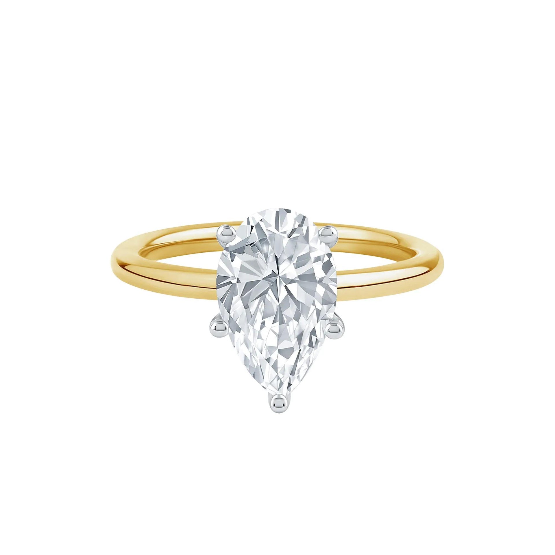 Lab Grown Diamond Pear-Shaped Solitaire Engagement Ring 14K Yellow Gold (2 CT.) Size 6.5 2mm