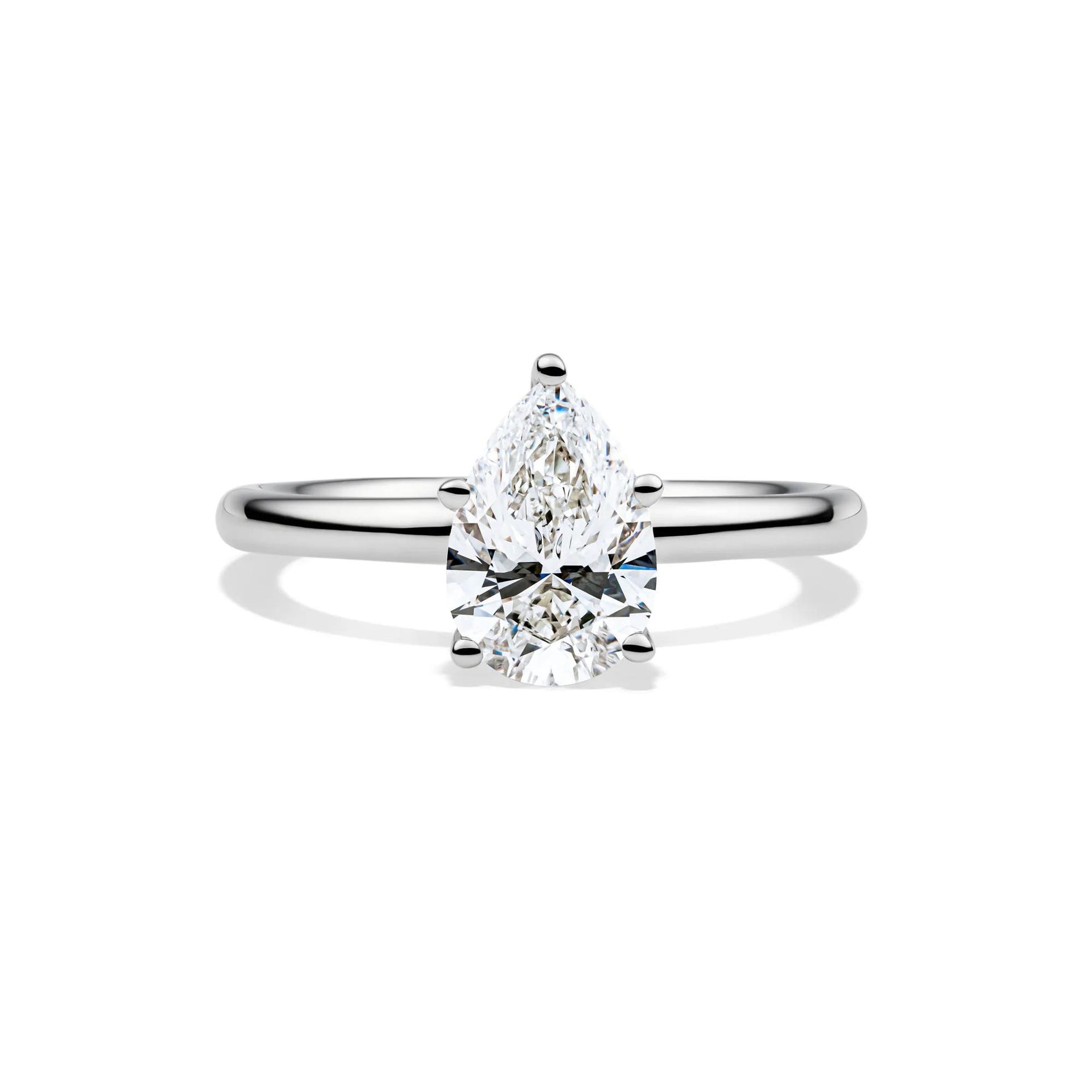 Lab Grown Diamond Pear-Shaped Solitaire Engagement Ring Platinum (1/2 CT.) White Size 4 2mm