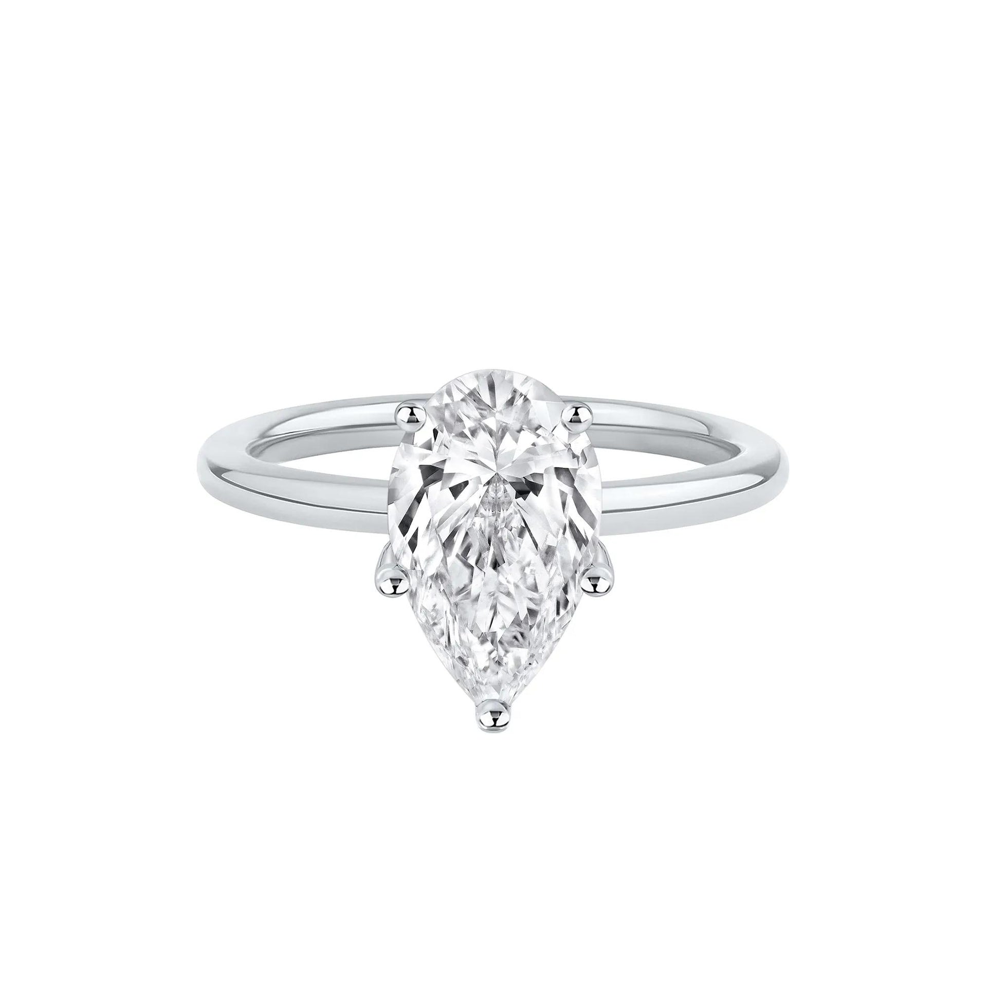 Lab Grown Diamond Pear-Shaped Solitaire Engagement Ring Platinum (2 CT.) White Size 7 2mm
