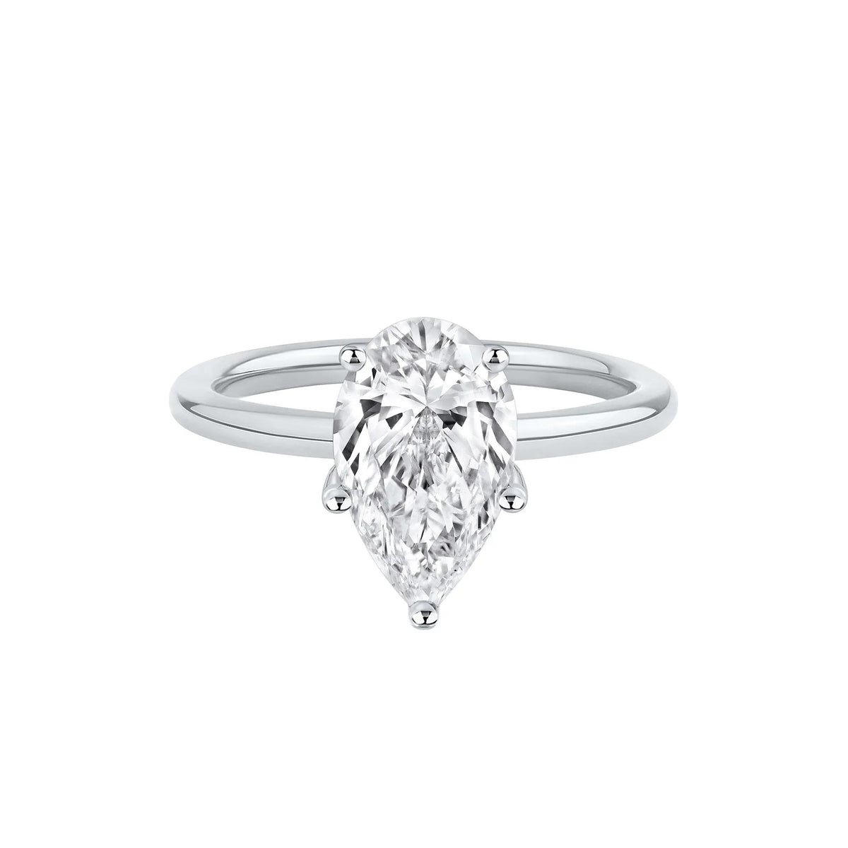 Lab Grown Diamond Pear-Shaped Solitaire Engagement Ring Platinum (2 CT.) White Size 4.5 2mm