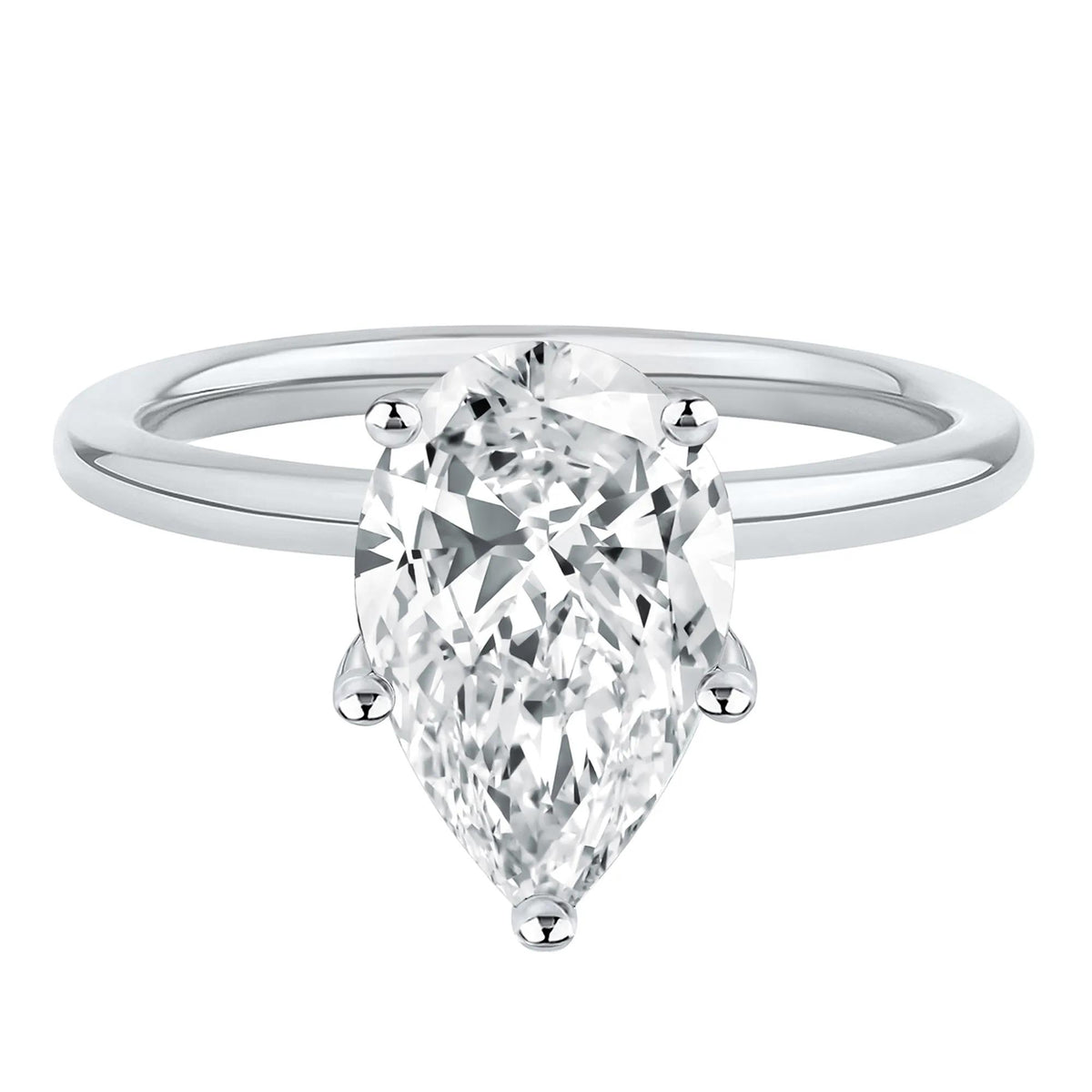 Lab Grown Diamond Pear-Shaped Solitaire Engagement Ring Platinum (3 CT.) White Size 9 2mm