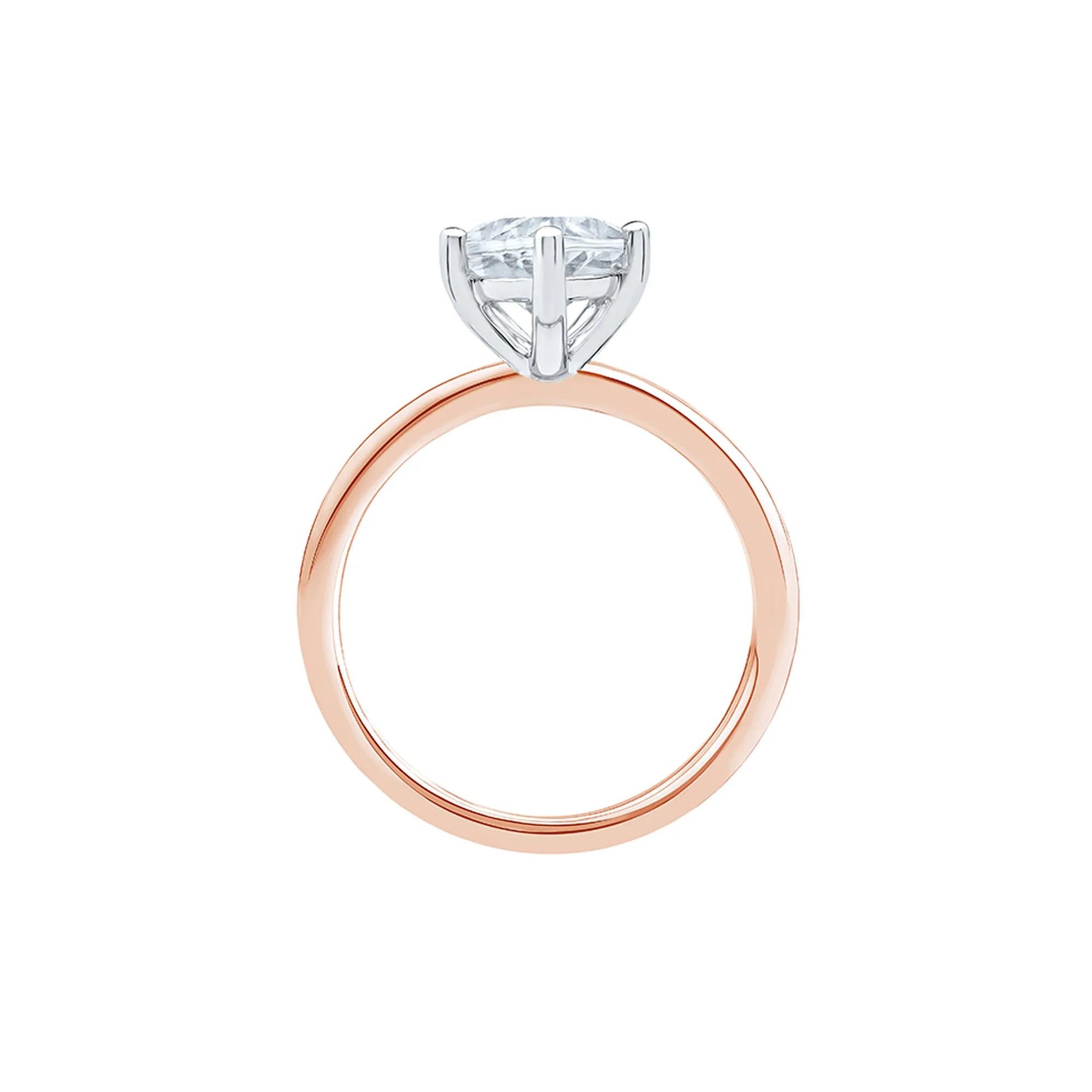 Lab Grown Diamond Pear-Shaped Solitaire Engagement Ring 14K Rose Gold (3 CT.) Size 4.5 2mm